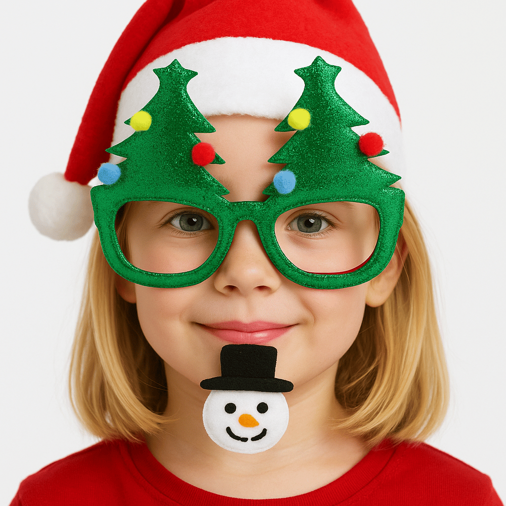 Yılbaşına Özel Lüks Gözlük Kadife Ağaçlı Model Çam ağacı Yumuşak Hafif Yılbaşı Gözlügü