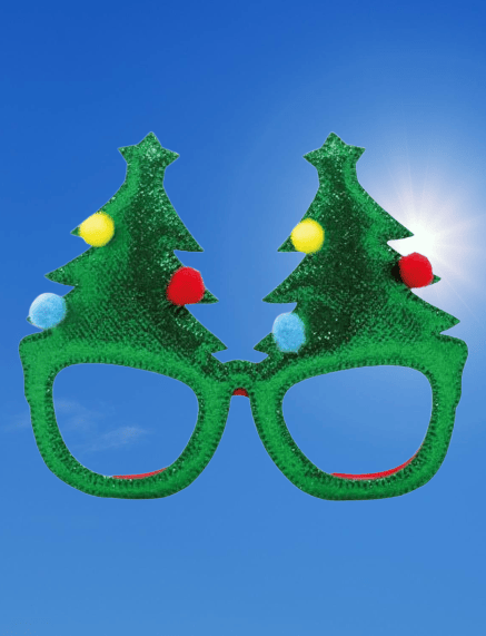 Yılbaşına Özel Lüks Gözlük Kadife Ağaçlı Model Çam ağacı Yumuşak Hafif Yılbaşı Gözlügü