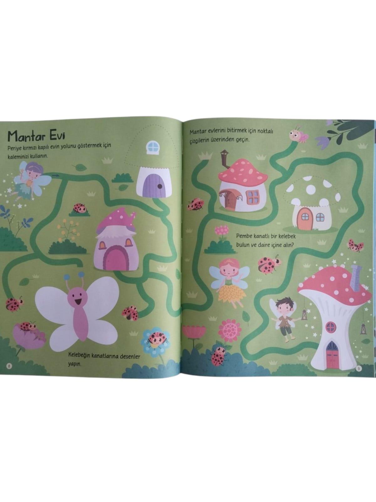 Yumurcak 3D Balon Çıkartmalı Aktiviteli Boyama Kitabı Tek Boynuzlu At 15 li 3d Balonlu Çıkartma Labirent-Nokta Birleştirme-Matematik-Fark Bulma Dikkat Çalışmaları