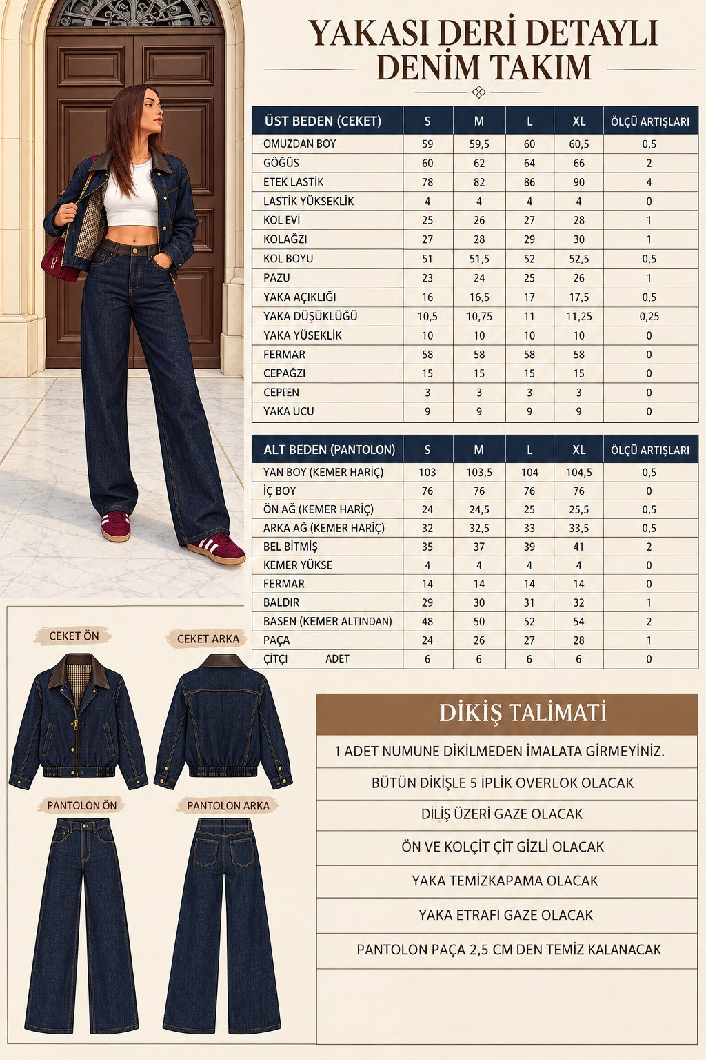 Aden Indigo Denim Takım   10384