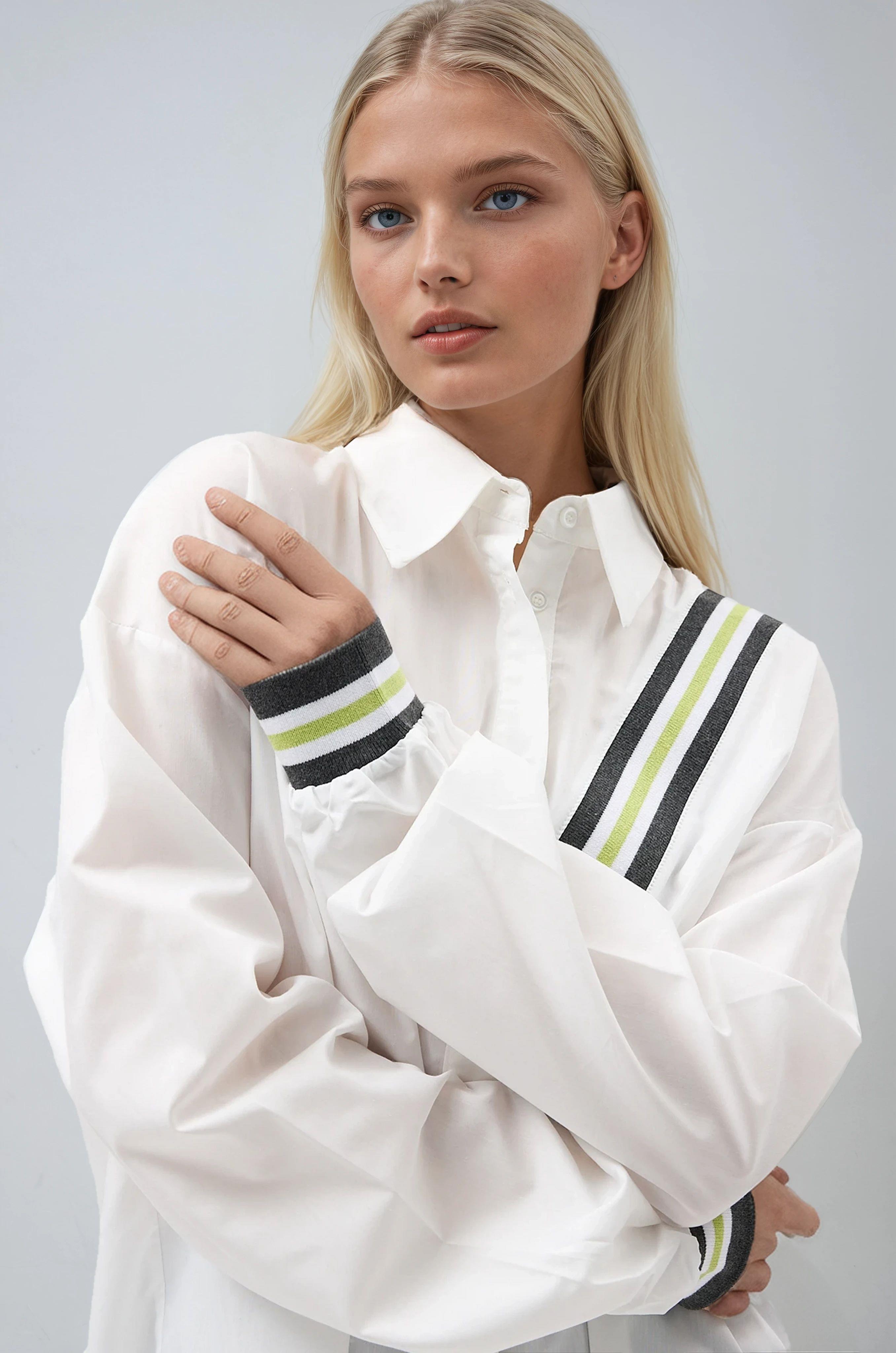 Bant Detaylı Oversize Poplin Gömlek 3436 R6-F-K3