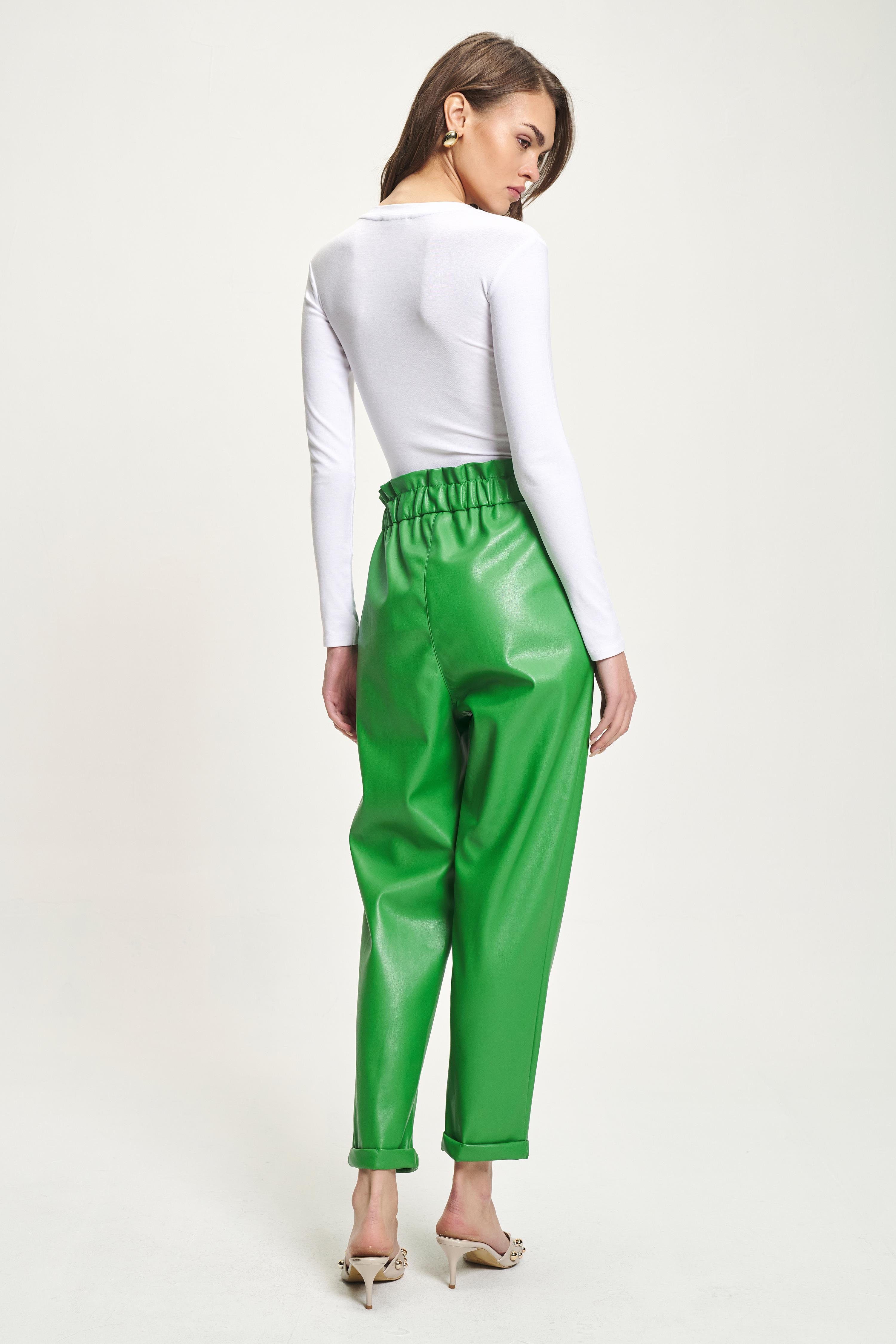 Beli Büzgülü Deri Havuç Pantolon 0098 R5-F-K2