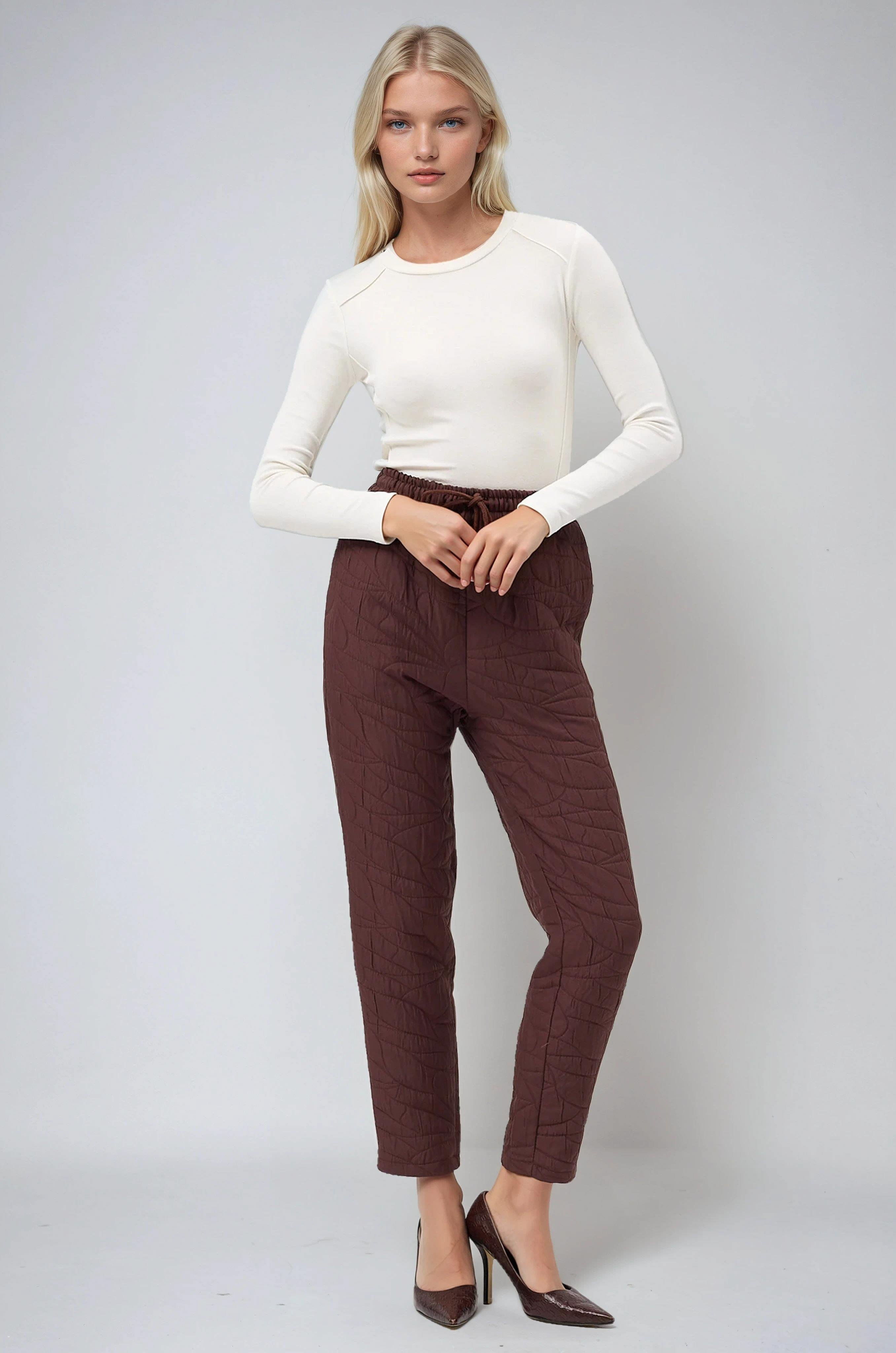 Beli Lastikli ve Desenli Havuç Pantolon 0095 R4-K-K3
