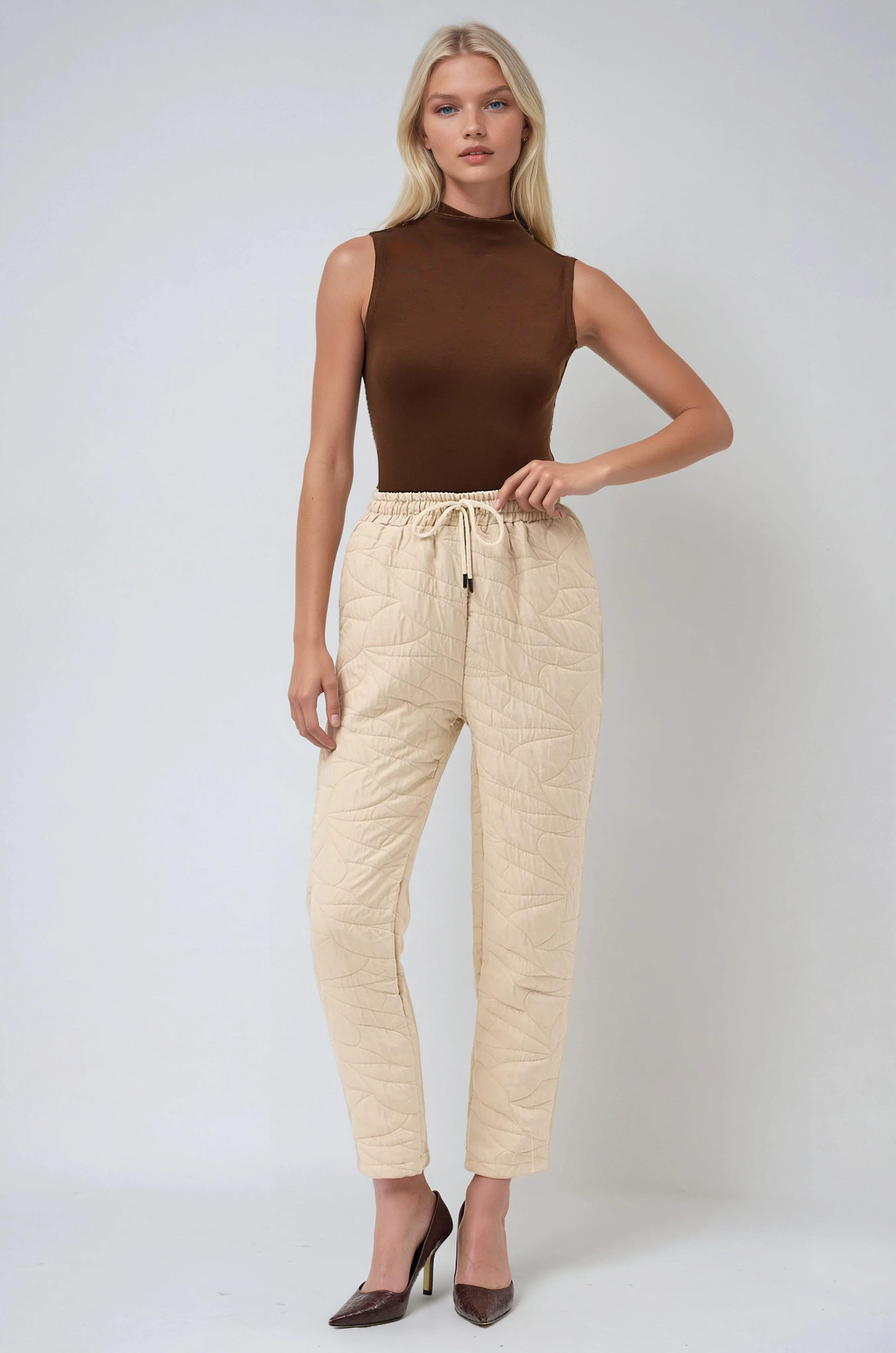 Beli Lastikli ve Desenli Havuç Pantolon 0095 R4-K-K3