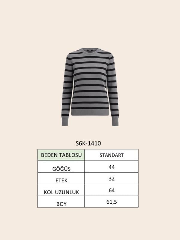 Bisiklet Yaka Çizgili Basic Triko Kazak 1410
