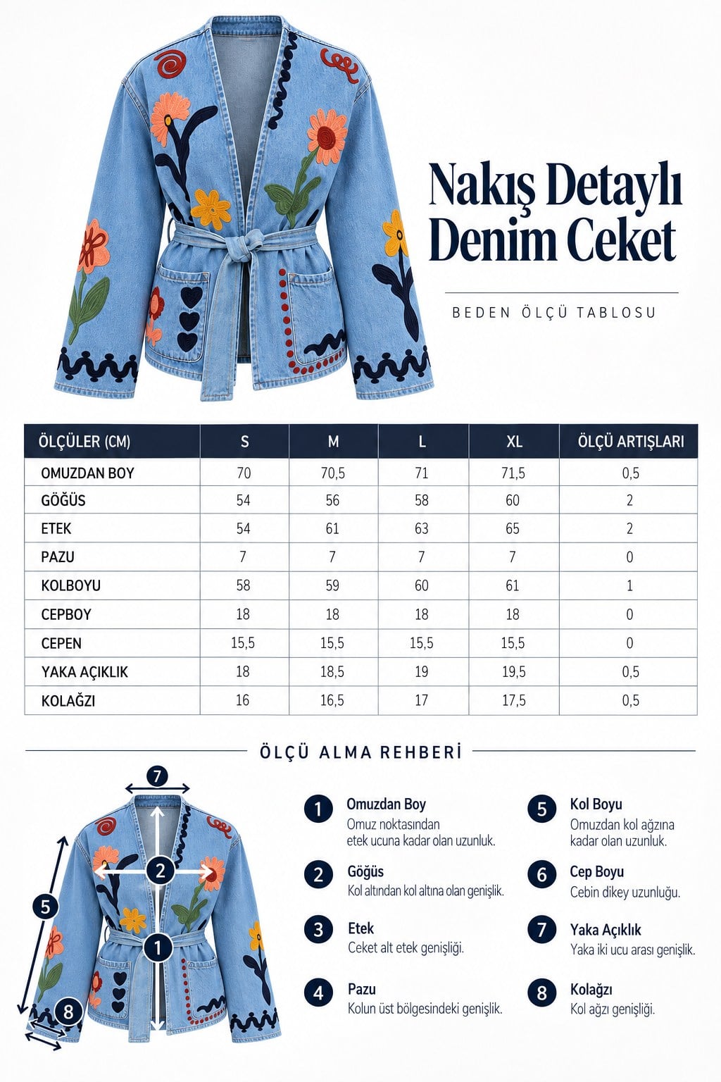 Bloom Nakış Detaylı Denim Ceket    5208
