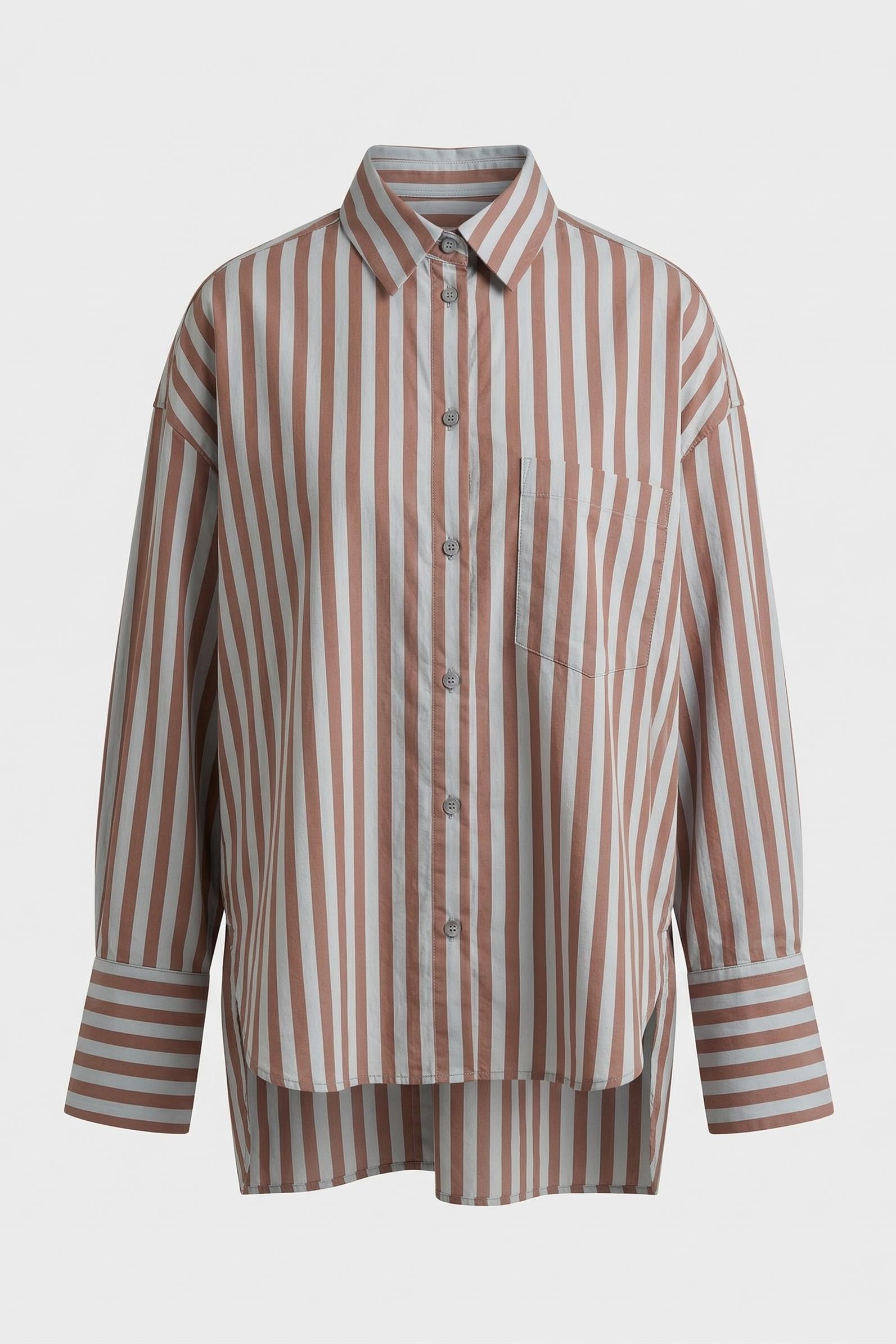 Çizgili Oversize Basic Gömlek 3504