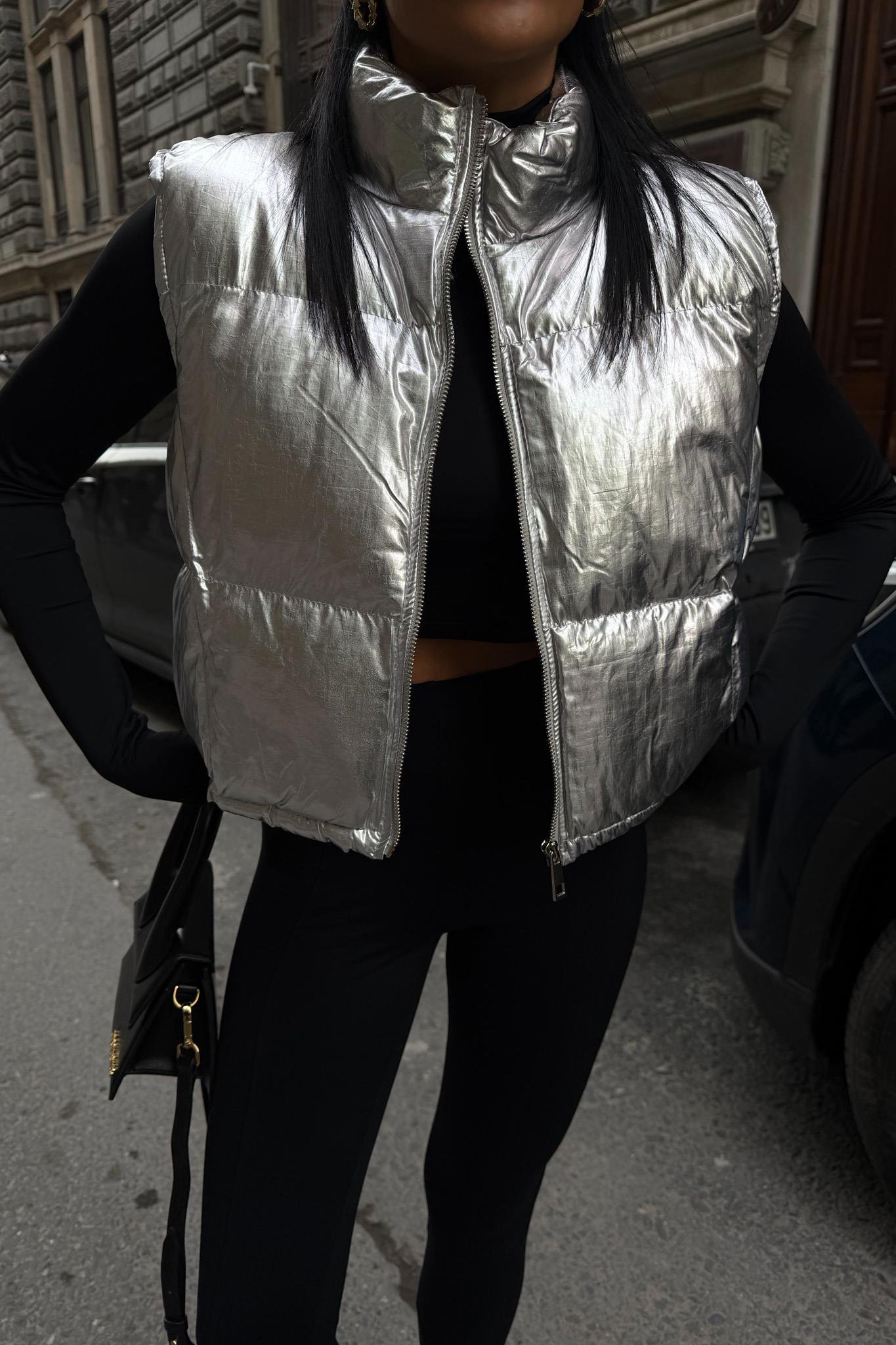 Fermuarlı Silver Şişme Yelek 5189 R10-H-K1