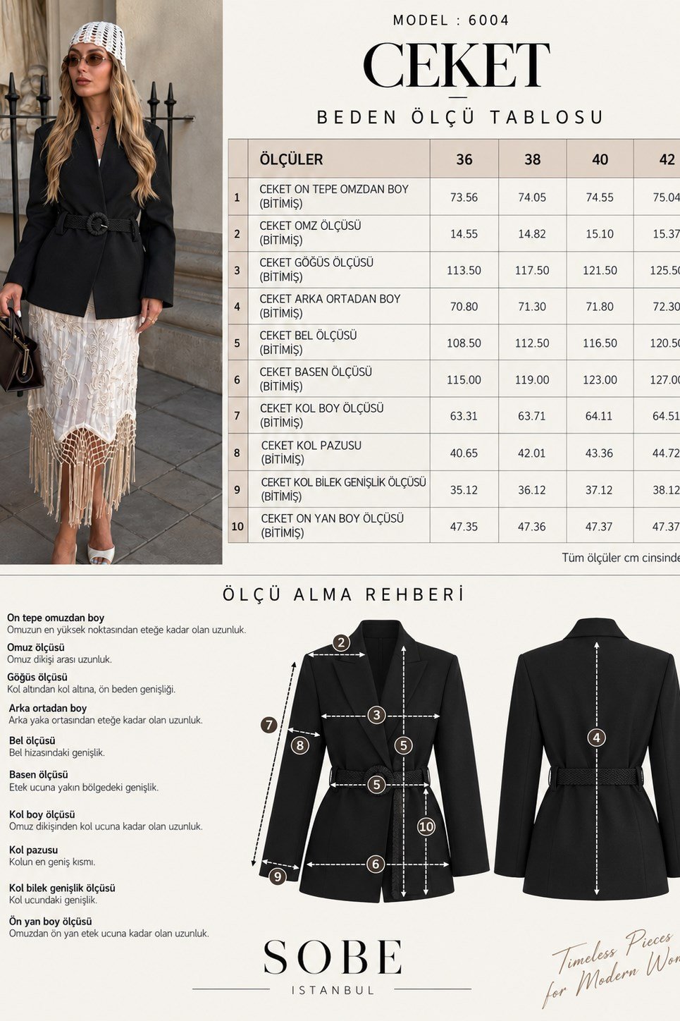 Kendinden Kemerli Blazer Ceket  6203