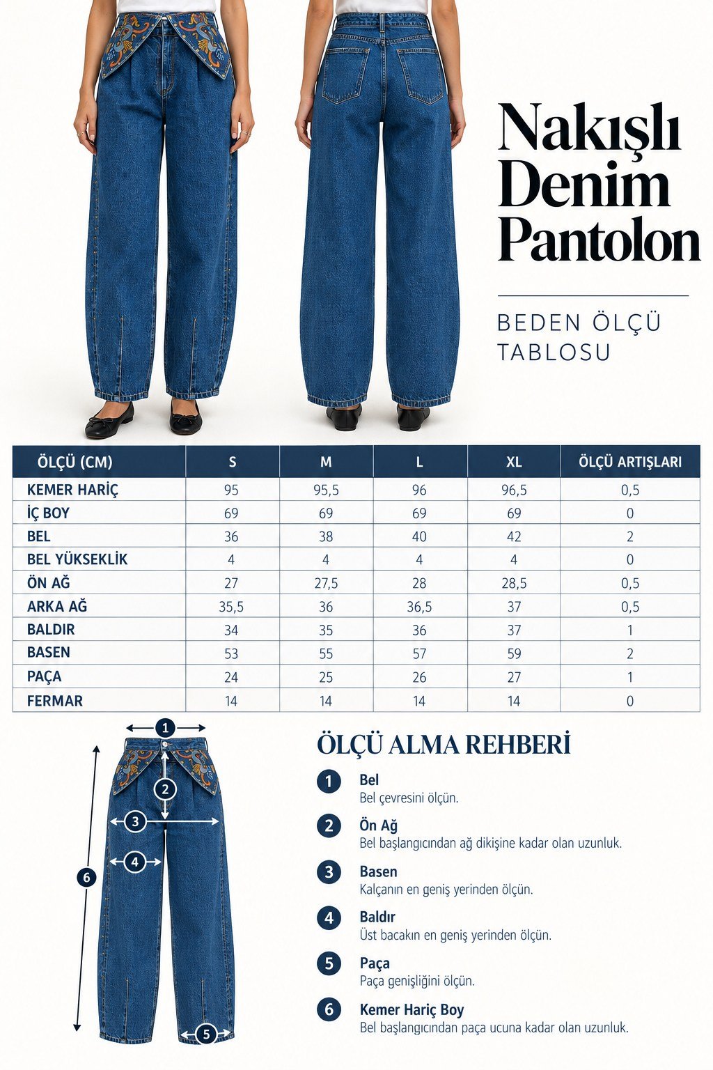 Maren Çiçek Nakışlı Balon Jean  0153