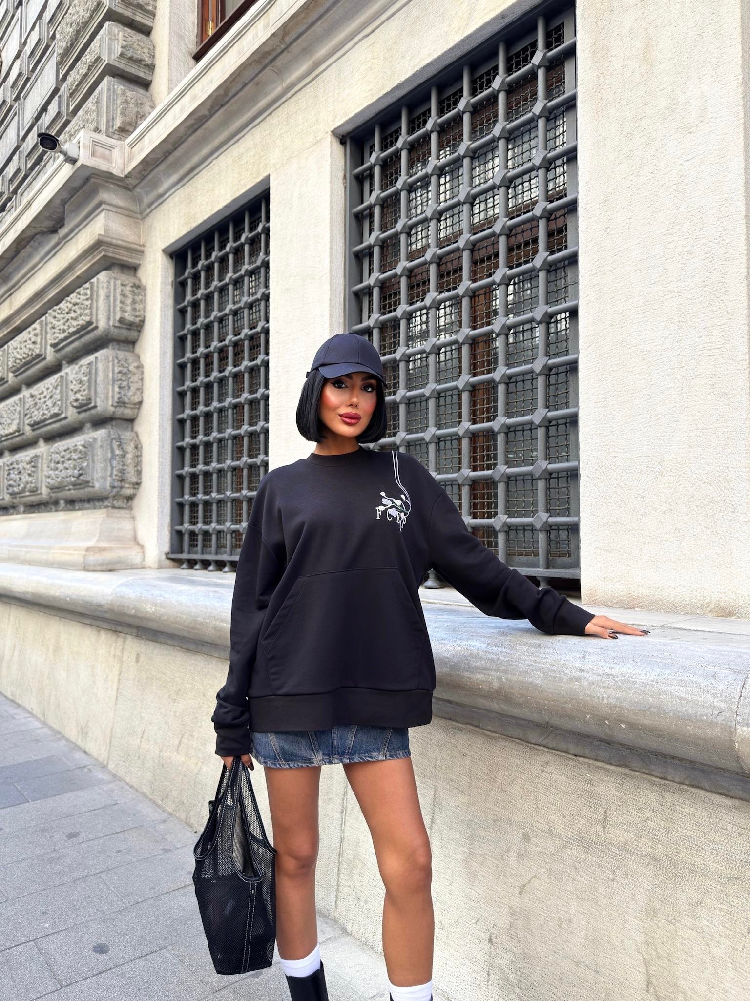 Marison Çiçek Nakışlı Sweatshirt 8050 -08