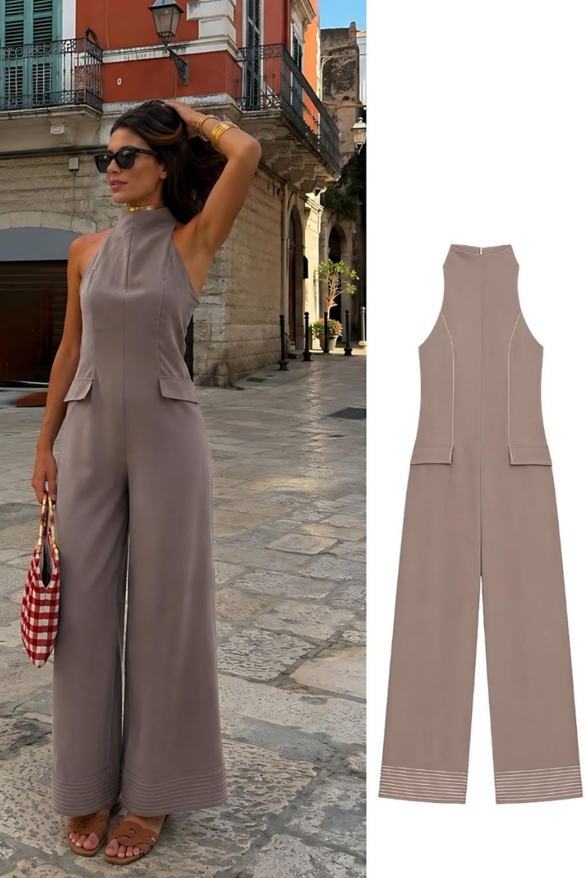 Mila Kontrast Dikişli Denim Tulum 1433