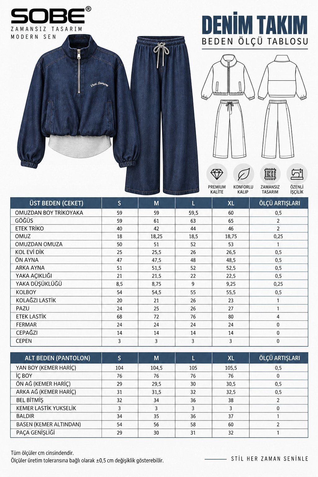 Nakış Detaylı Denim Takım  10376
