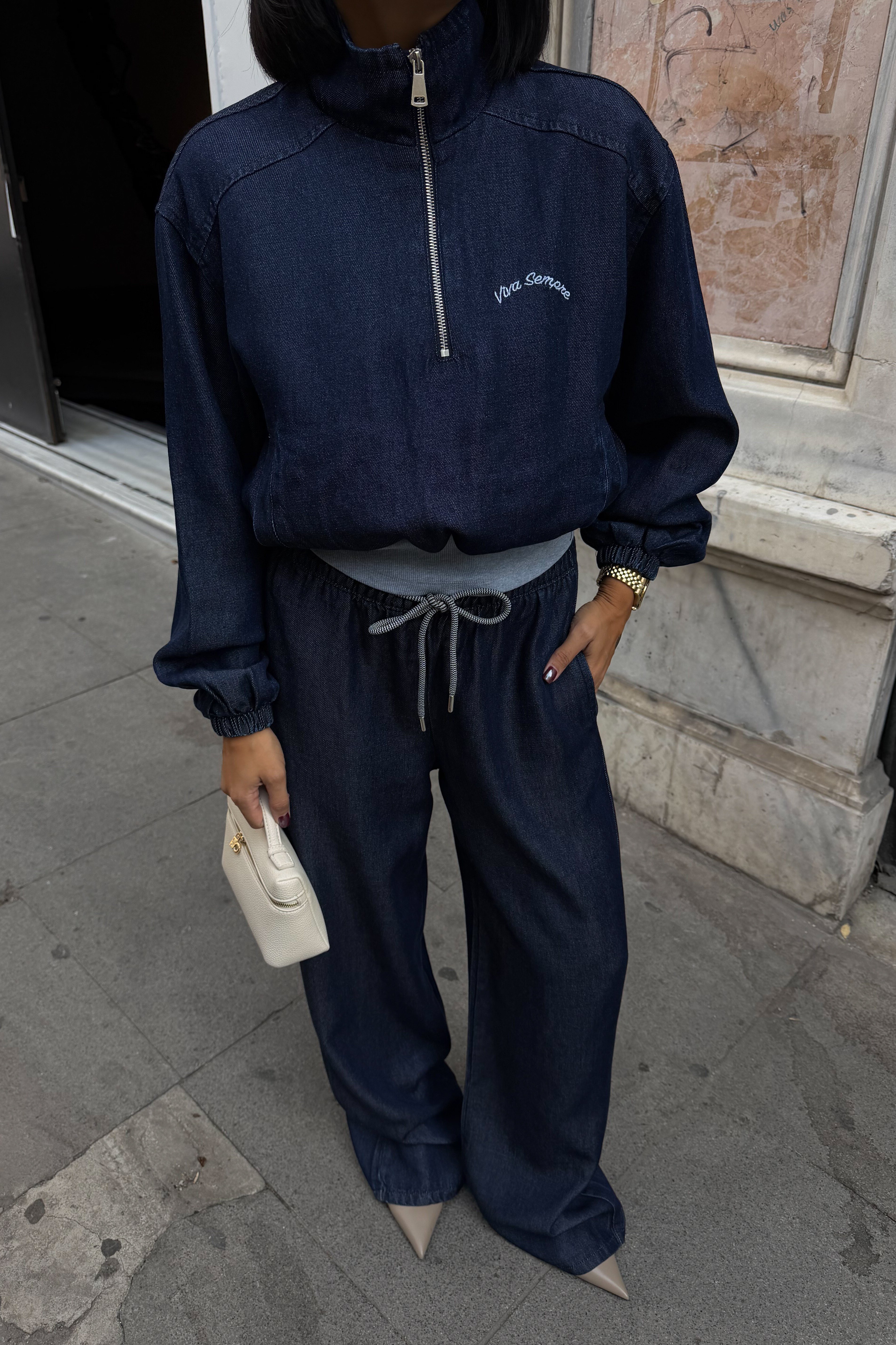 Nakış Detaylı Denim Takım  10376