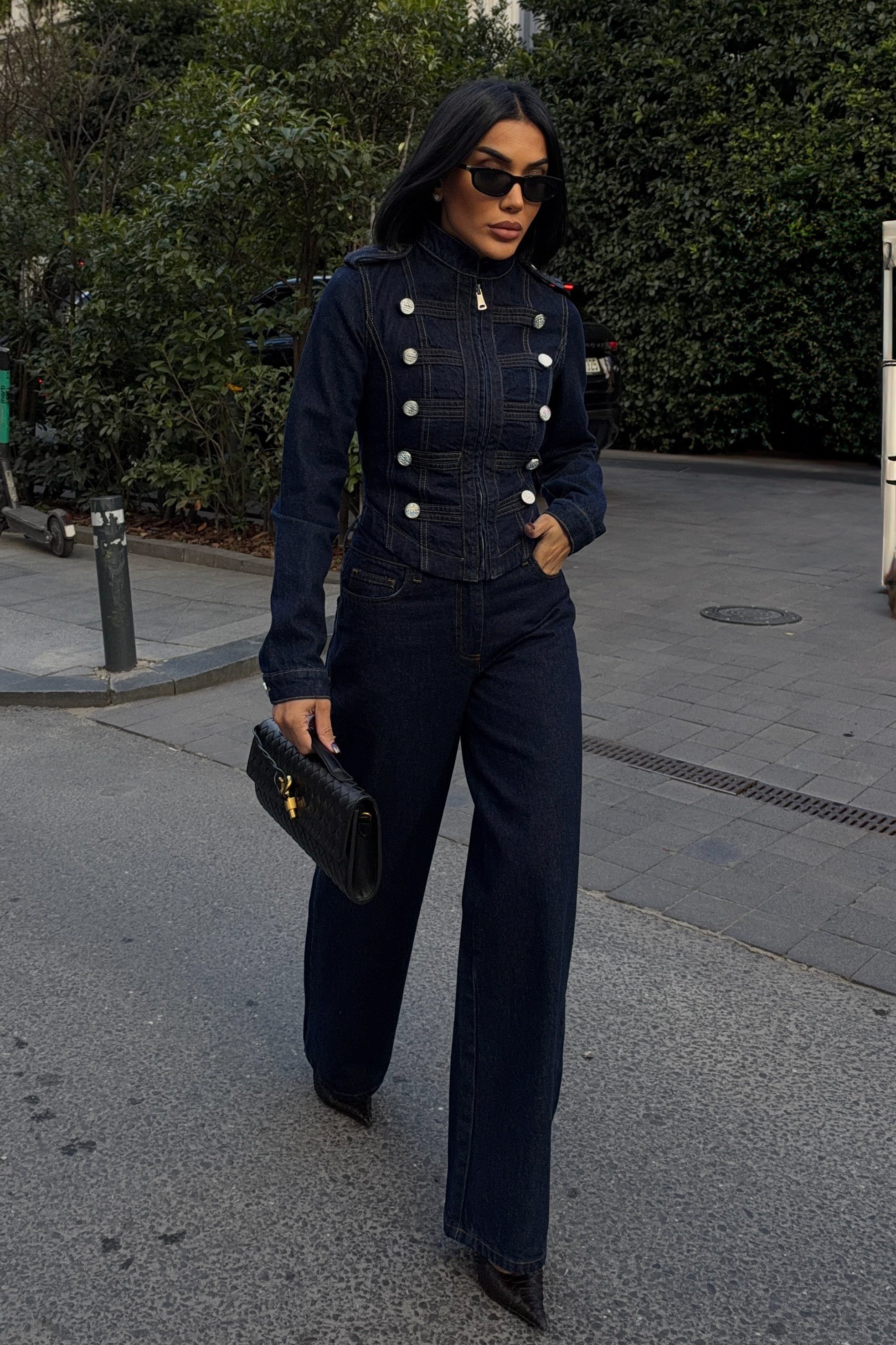 Silver Düğmeli Denim Takım   10374