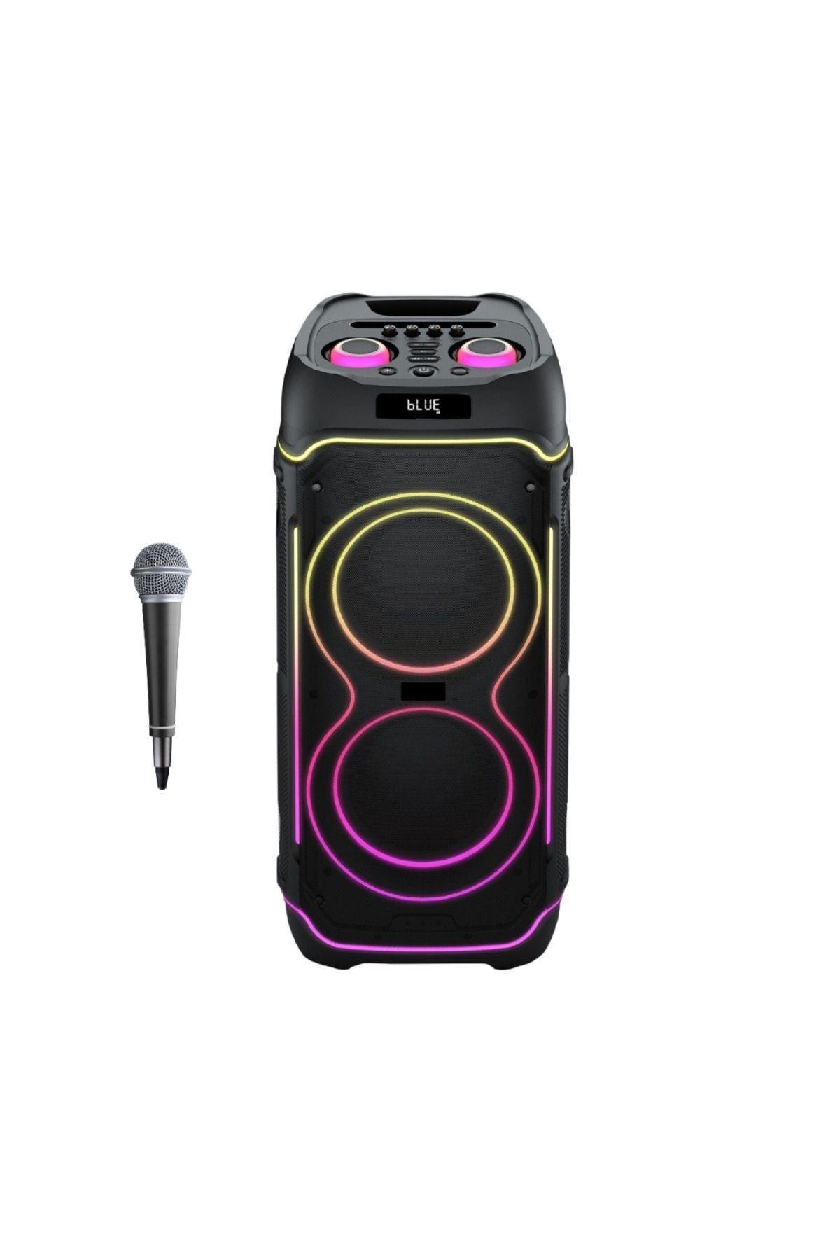 100W Bluetooth Hoparlör 10İnçx2 Karaoke Mikrofonlu Bluetooth Hoparlör