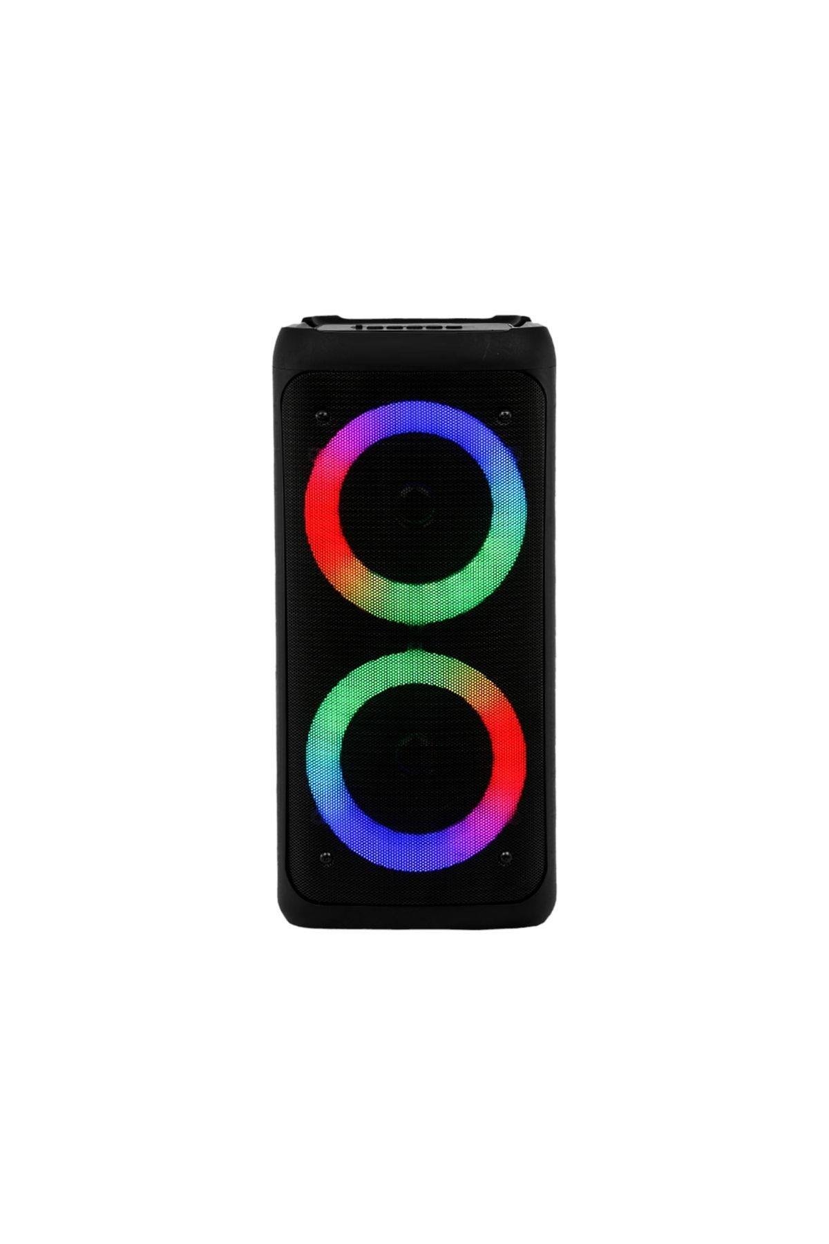 10W 2x4İnch Derin Bas Hoparlörü Rgb Karaoke Setli Bluetooth Hoparlör Wıreless Mikrofonlu