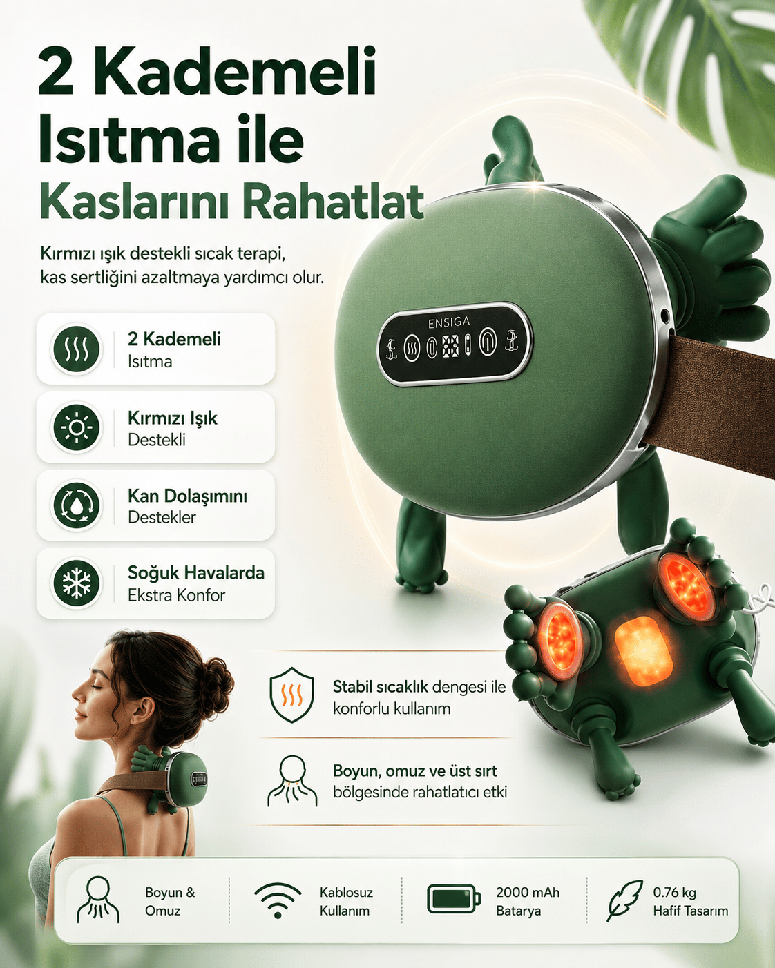 12 Parmaklı LCD ekranlı 3 Kırmızı Işık Terapili Masaj Aleti Yatay Kaplumbağa Masaj Cihazı