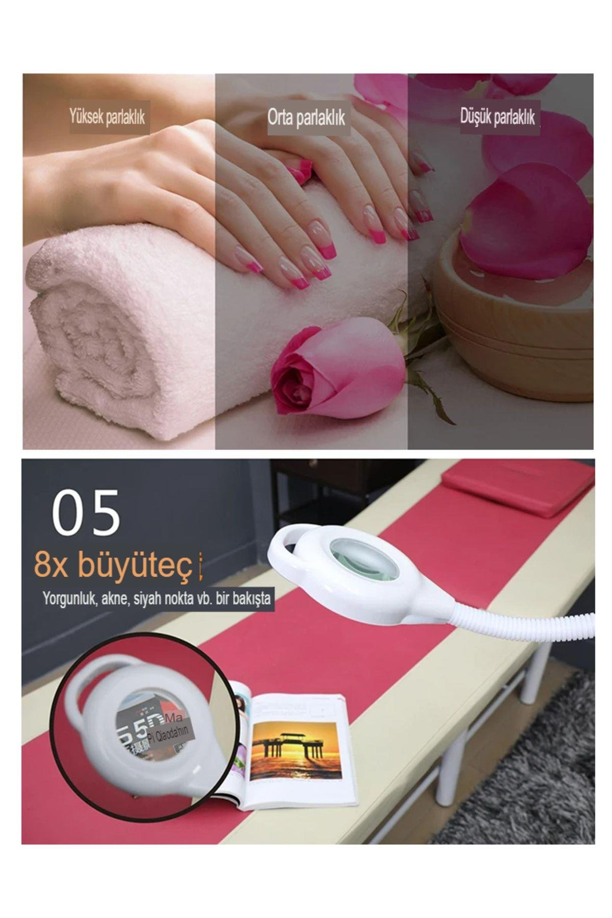 2 Başlıklı büyüteçli LED lamba aydınlatmalı gölgesiz büyüteç güzellik ışık tırnak dövme loop led