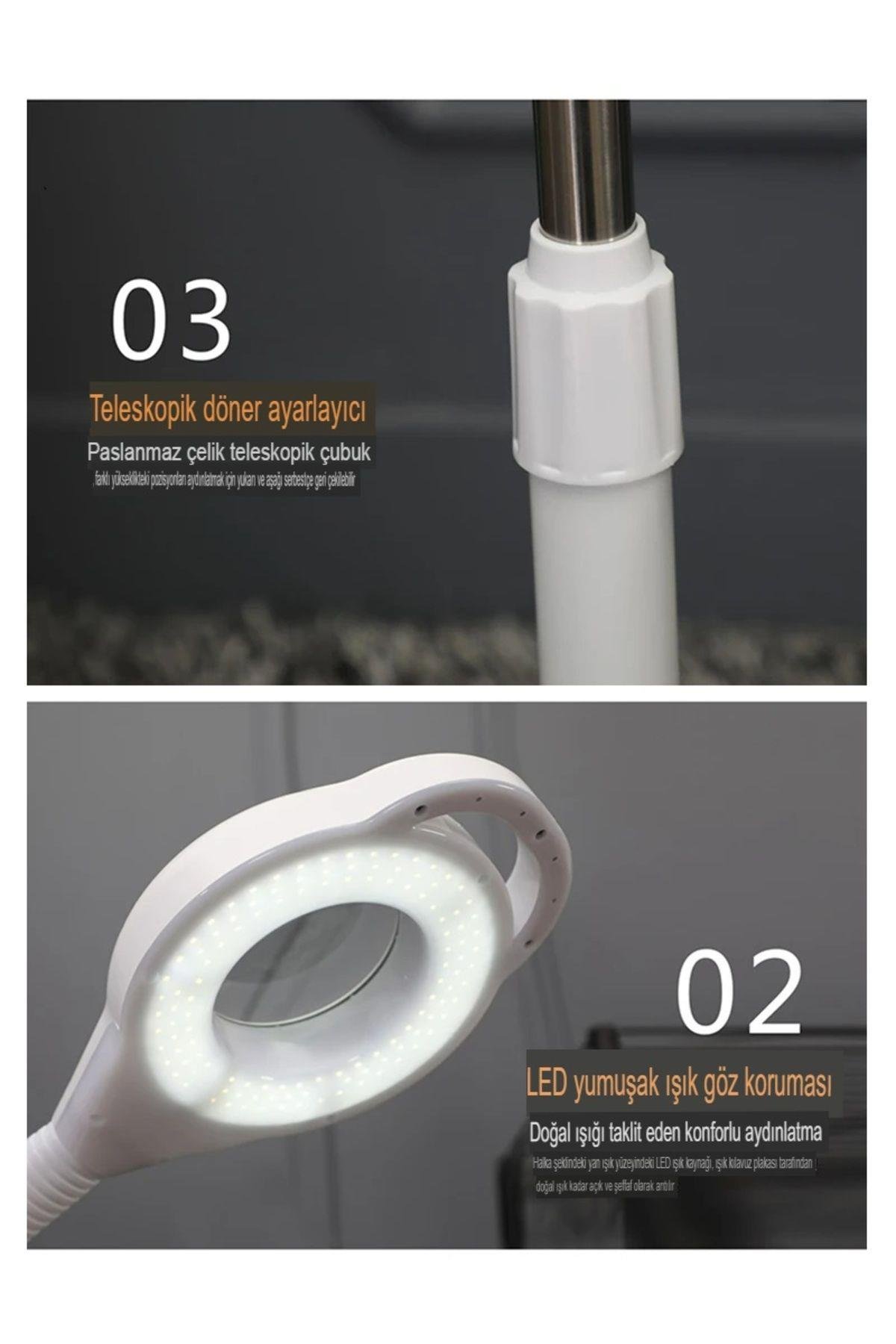 2 Başlıklı büyüteçli LED lamba aydınlatmalı gölgesiz büyüteç güzellik ışık tırnak dövme loop led