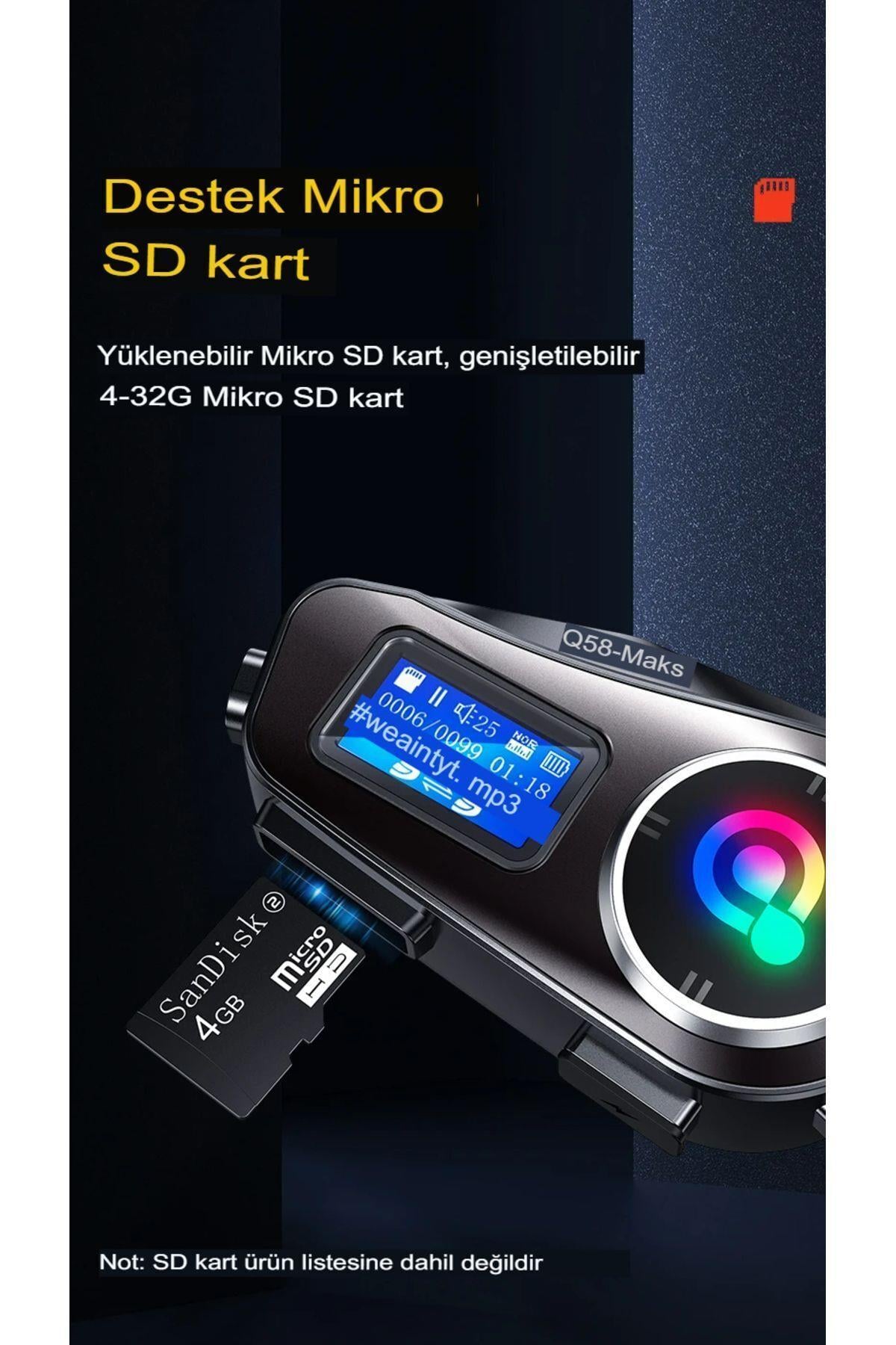 2 Intercom Bağlantılı Radyolu Lcd Ekranlı Işıklı Su Geçirmez Motorcu Kask Kulaklık Müzik Çalar