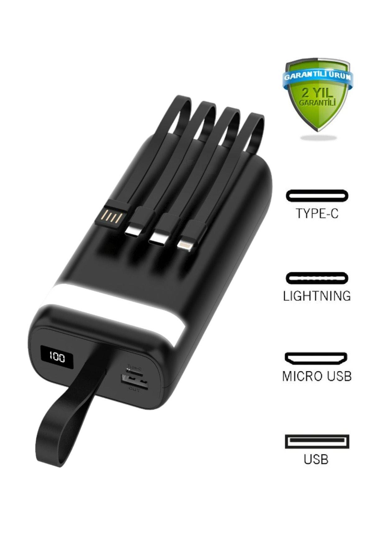 30.000mah Normal Powerbank Led Ekran Göstergeli Işıklı Batarya Şarj Aleti