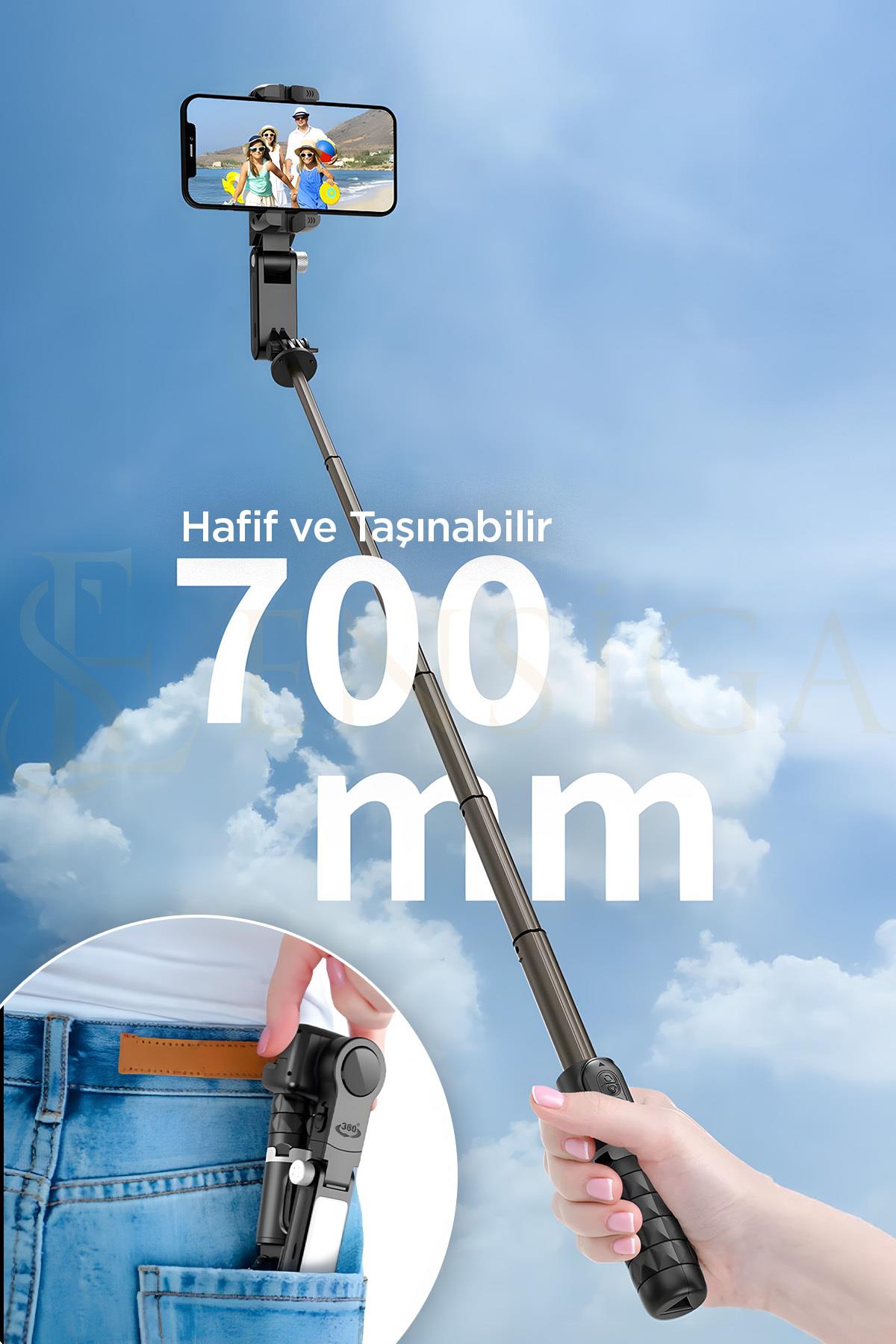 360° Hareket Algılayıcı Sensörlü Akıllı Çekim Selfie Takip Gimbal Telefon Tutucu Vlog Tripod Işık