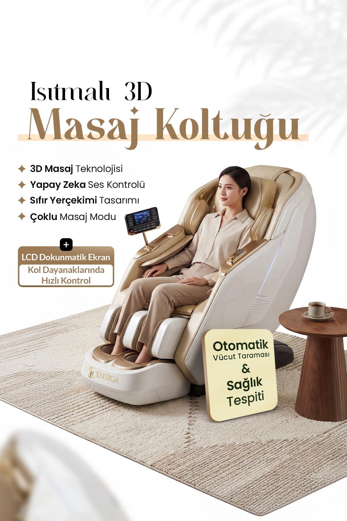 3D Masaj Koltuğu Yapay Zeka Kablosuz Telefon Şarjı Isıtmalı Sıfır Yerçekimi Bluetooth Hoparlör