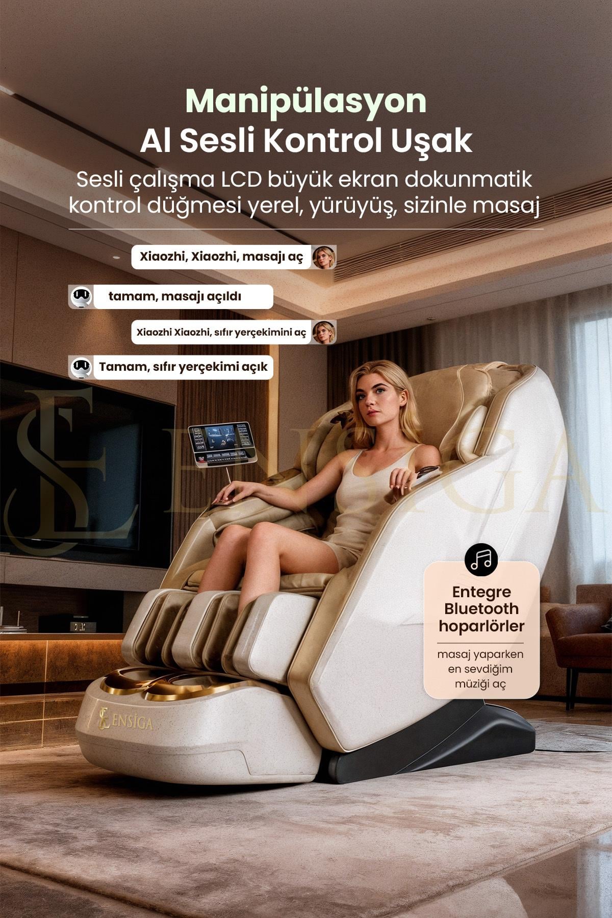 3D Masaj Koltuğu Yapay Zeka Kablosuz Telefon Şarjı Isıtmalı Sıfır Yerçekimi Bluetooth Hoparlör