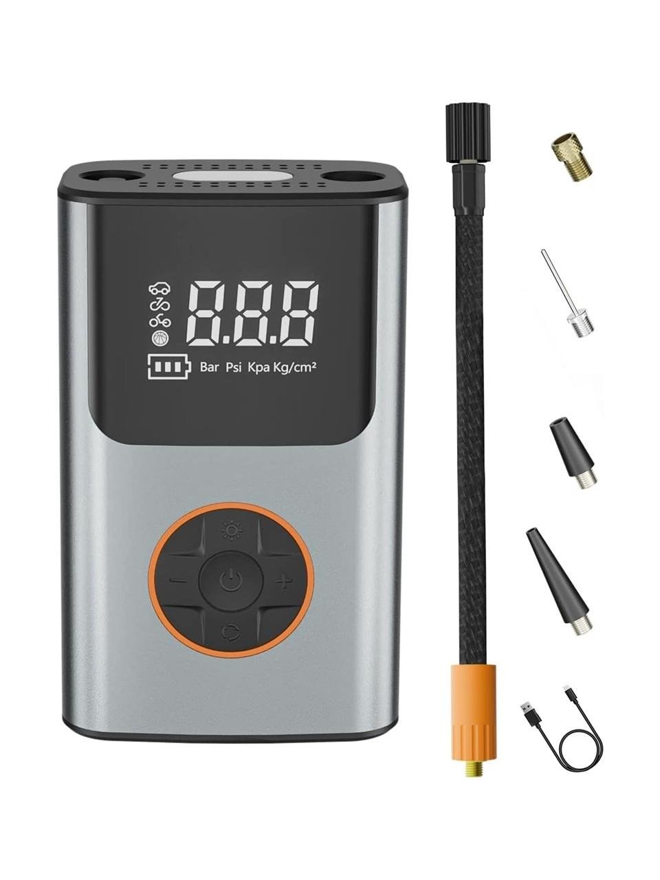 4000 Mah Şarjlı Taşınabilir Araba Lastik Hava Top Şişirme Pompası LED Işıklı Dijital Hava Kompresörü