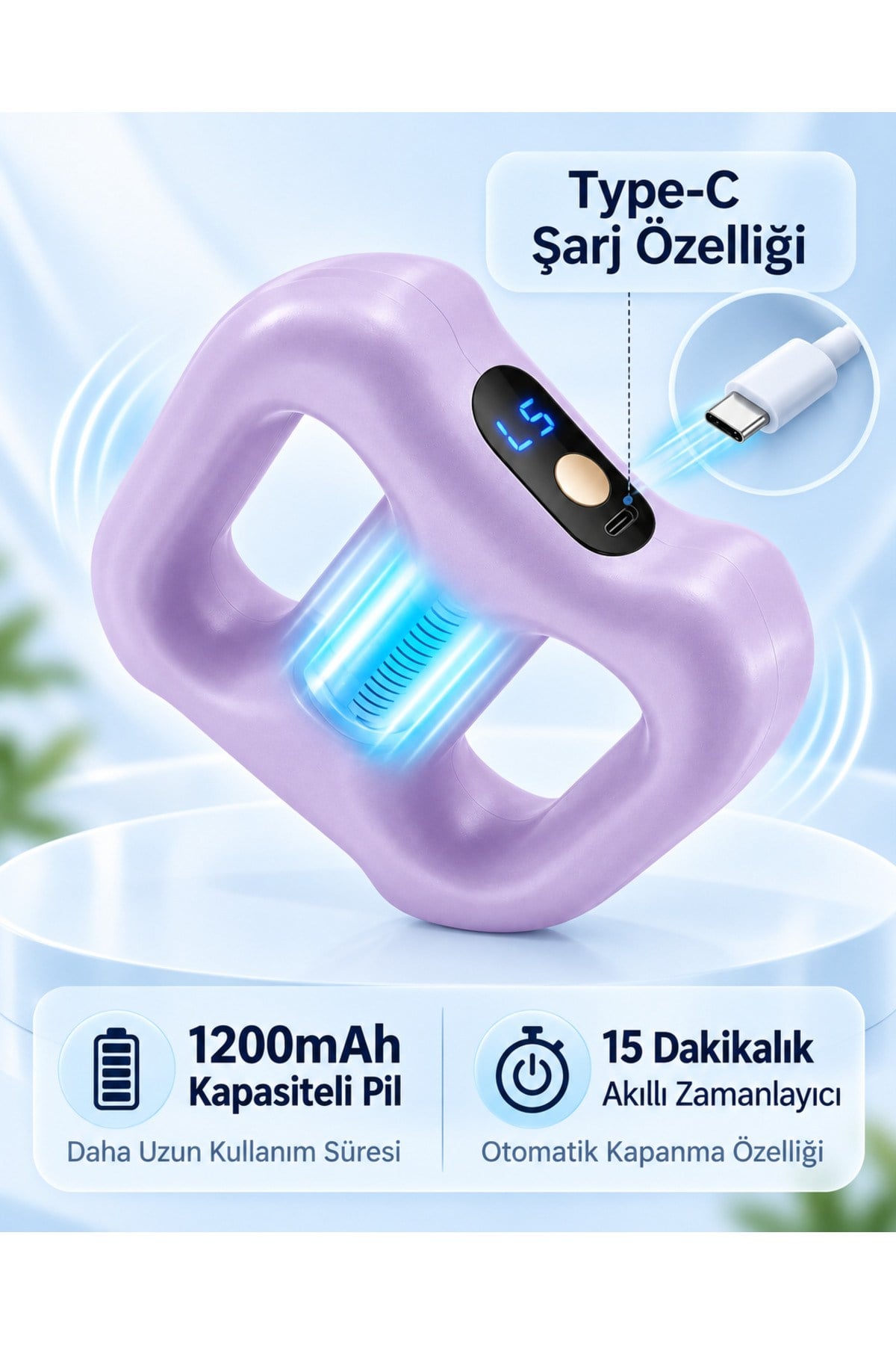5 Kademe 3 Mod Şarjlı Masaj Aleti Akıllı Titreşimli Masaj Kemeri Çift Halkalı
