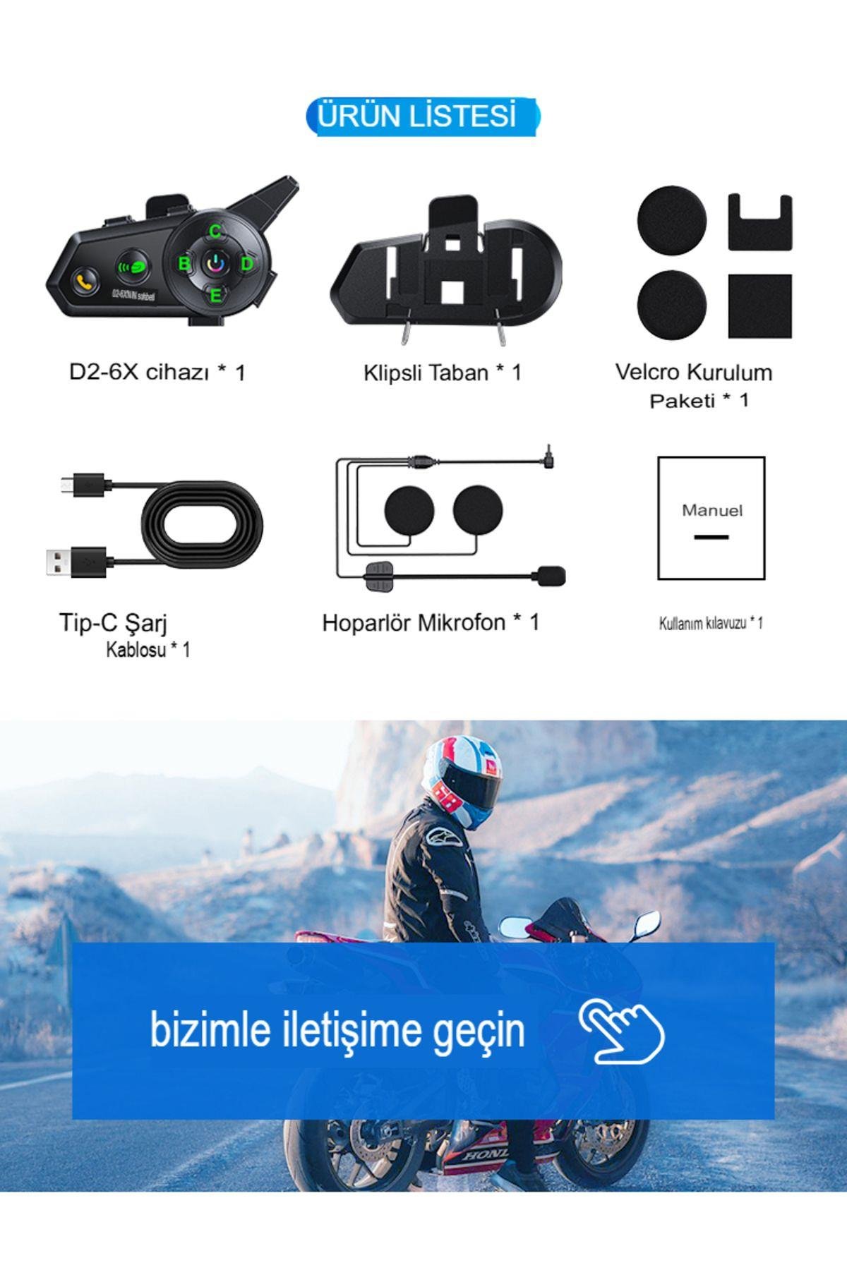 6 Kişi Eşleşmeli    2 Kişi Uyumlu Konuşmalı Motosiklet İntercom 500m Mesafeli Müzik Paylaşımlı
