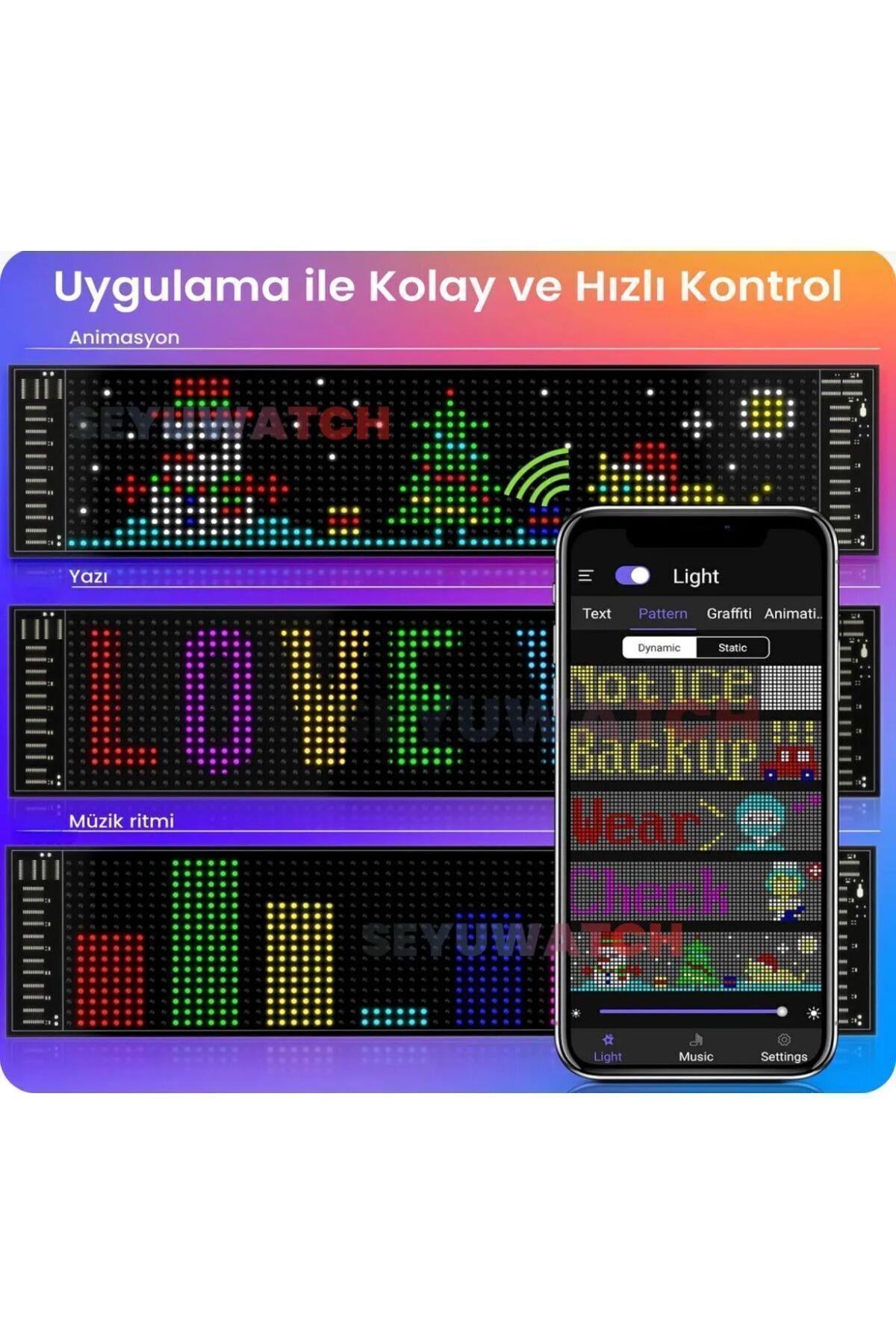 64 Cm Led Panel Yazı Yazan Telefon Kontrollü Led Ekran Kamyon Otobüs Iş Araba Cam Duvar Reflektör