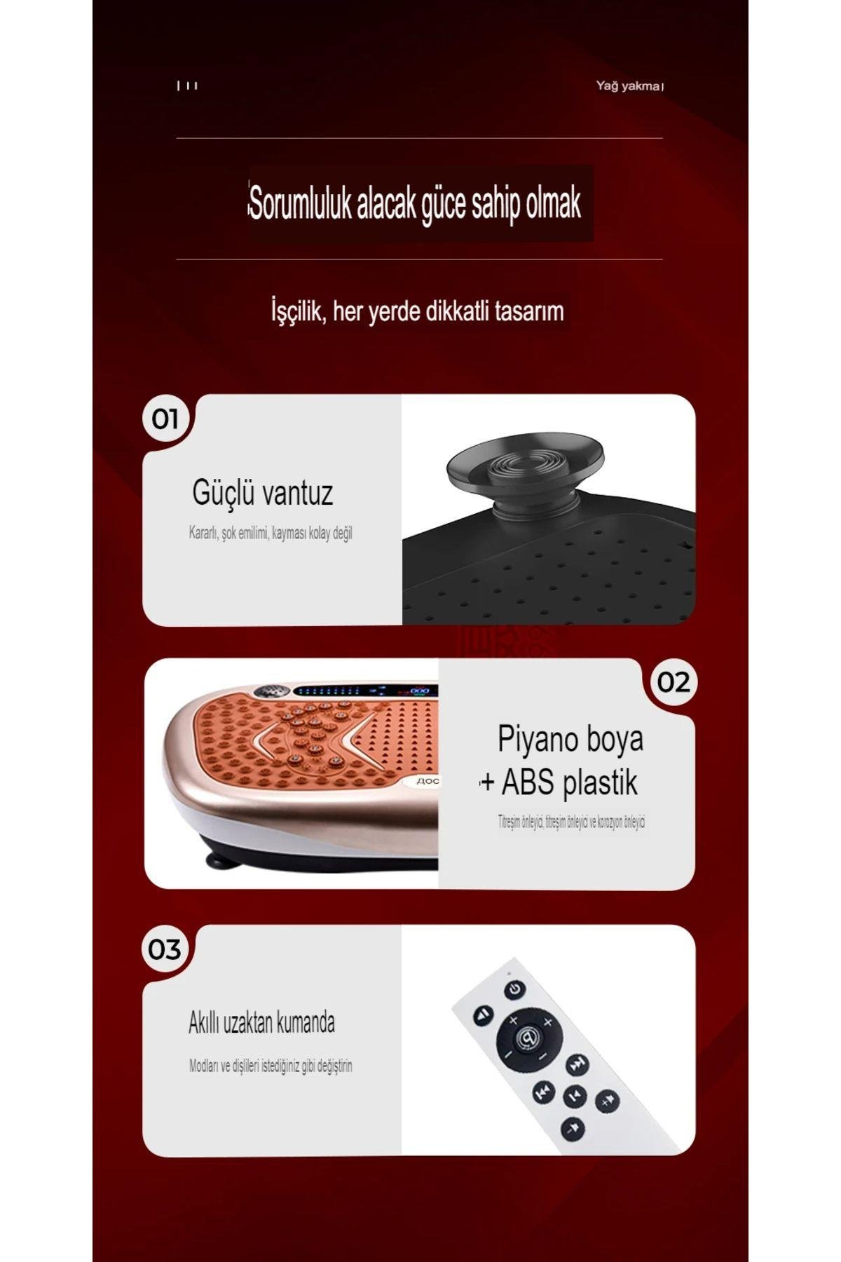 A Plus Titreşim Egzersiz Zayıflama Plakası Kumandalı 3D Tüm Vucut Fıtness Aleti Bluetooth Müzikli