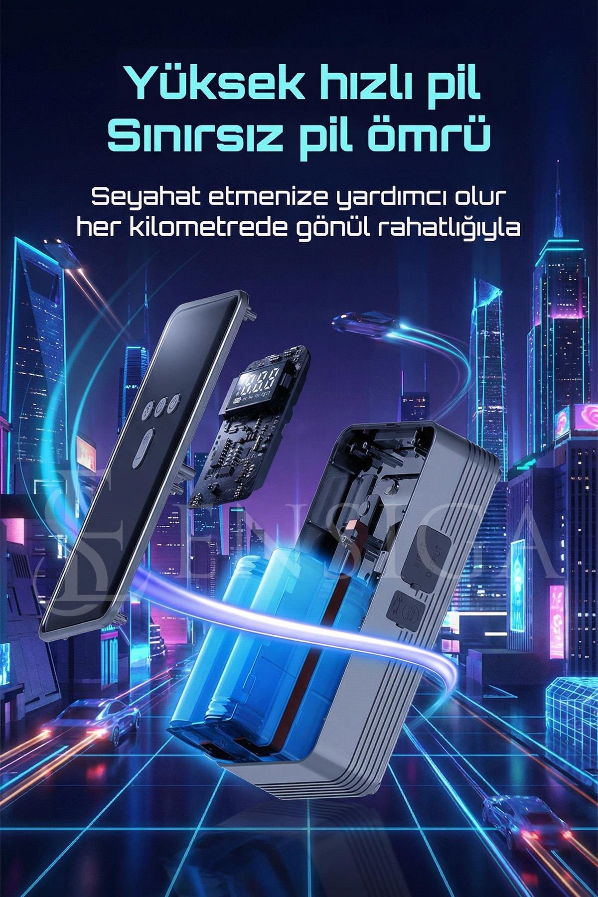 Akım Korumalı 16.000 Mah Akü Şarj Cihazı Çantalı Jump Starter Kompresör Powerbank