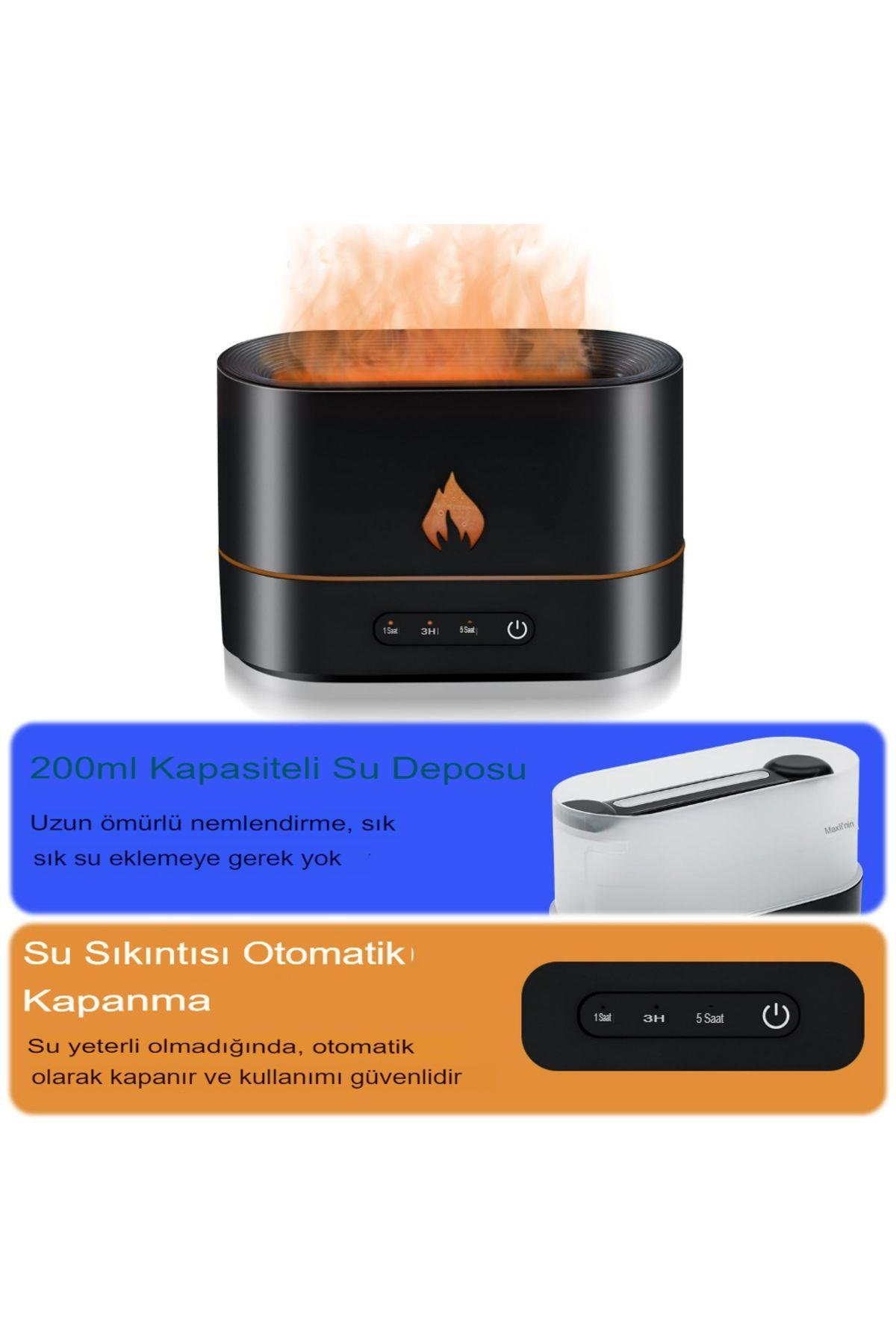 Alev Aroma Difüzör Lamba Ultrasonik Aromaterapi Nebulizatör Hava Nemlendirici Uçucu Yağ Difüzörü