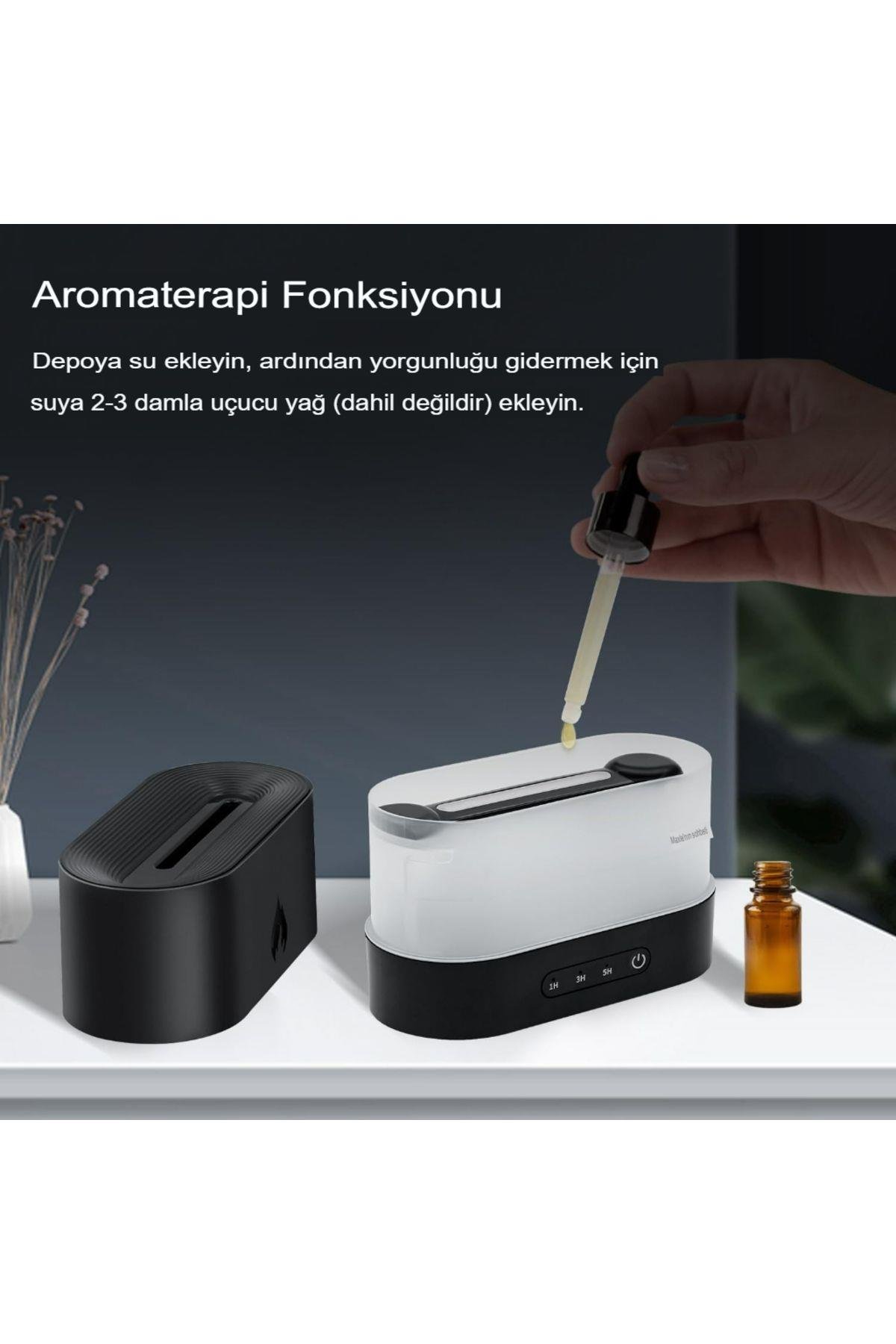 Alev Aroma Difüzör Lamba Ultrasonik Aromaterapi Nebulizatör Hava Nemlendirici Uçucu Yağ Difüzörü