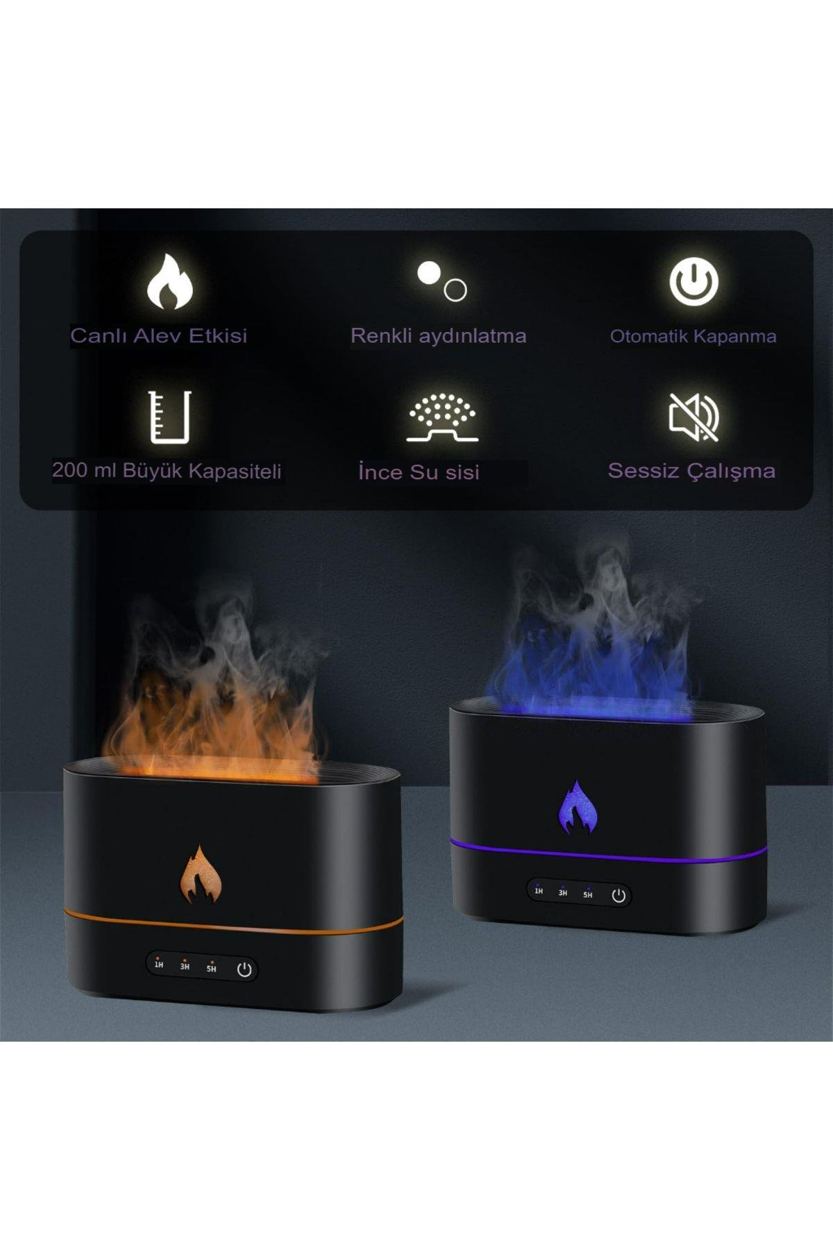 Alev Aroma Difüzör Lamba Ultrasonik Aromaterapi Nebulizatör Hava Nemlendirici Uçucu Yağ Difüzörü