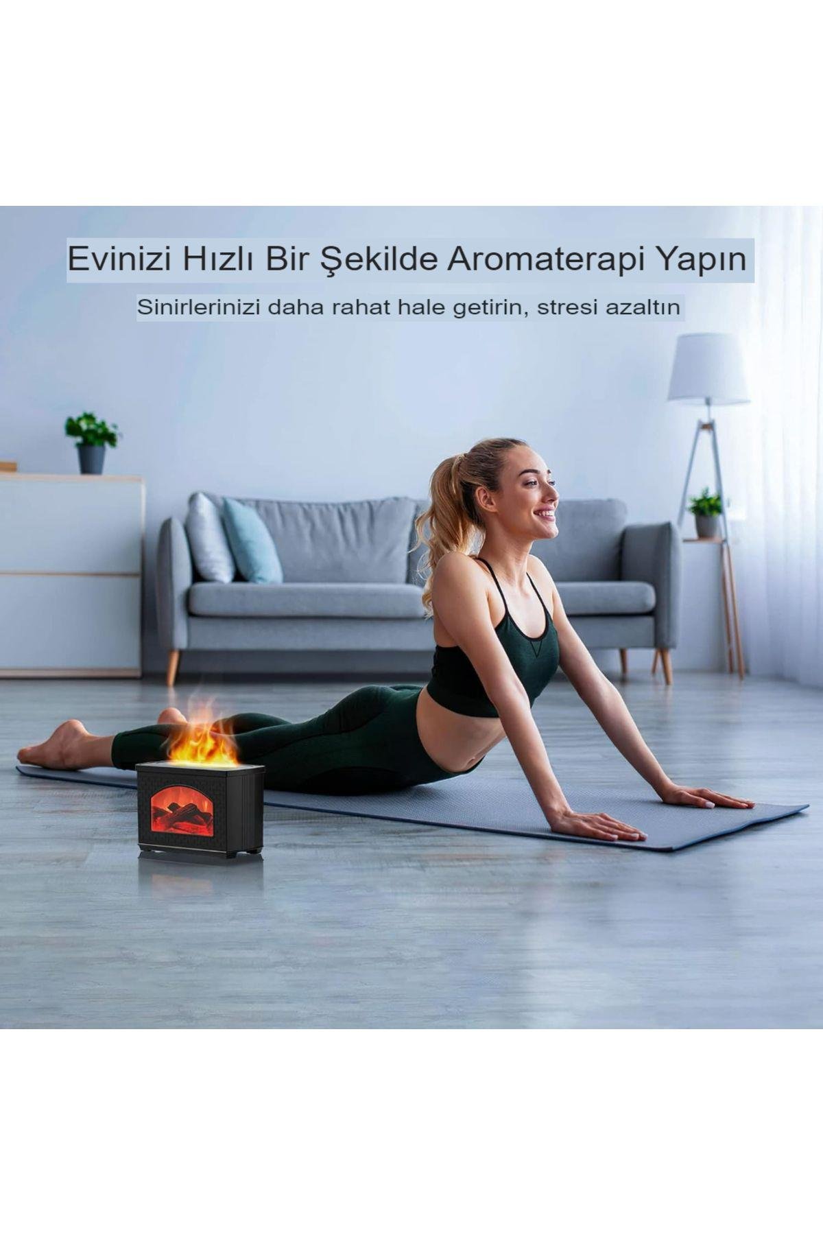 Alev görünümlü Şömine Difüzör, Nemlendirici ev yatak odası ofis Yoga Nemlendirici