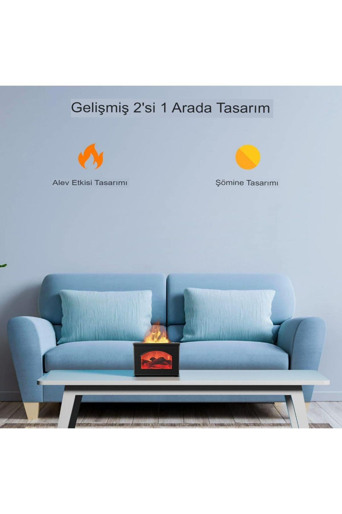 Alev görünümlü Şömine Difüzör, Nemlendirici ev yatak odası ofis Yoga Nemlendirici