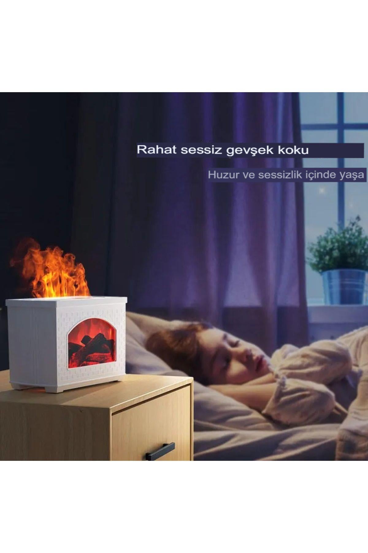 Alev görünümlü Şömine Difüzör, Nemlendirici ev yatak odası ofis Yoga Nemlendirici