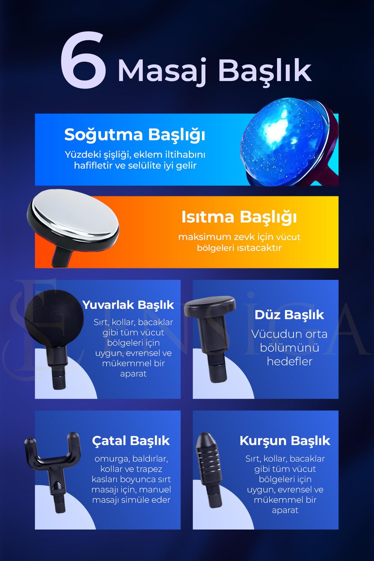 AMG22 Sıcak Soğuk Titreşimli Masaj Aleti – LCD Ekranlı, 6 Başlıklı, 6 Kademeli, Type-C Şarjlı