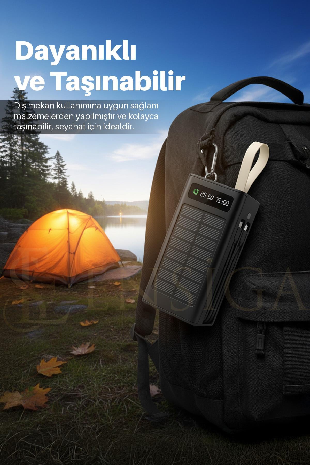 Ape Solar 30.000 Mah Güneş Enerjili Led Işıklı Powerbank Şarj Aleti 2x Usb Çıkışlı Mikro Type-C