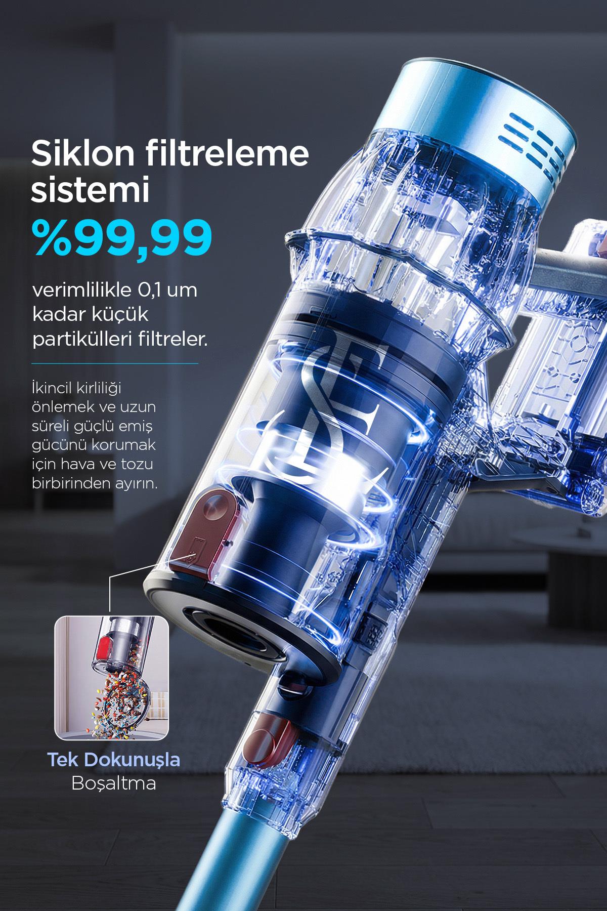 Araç İçi Şarjlı ve Katlanabilir 40Kpa Lcd Ekranlı 650W Gücünde Toz Işıklı Dikey Süpürge