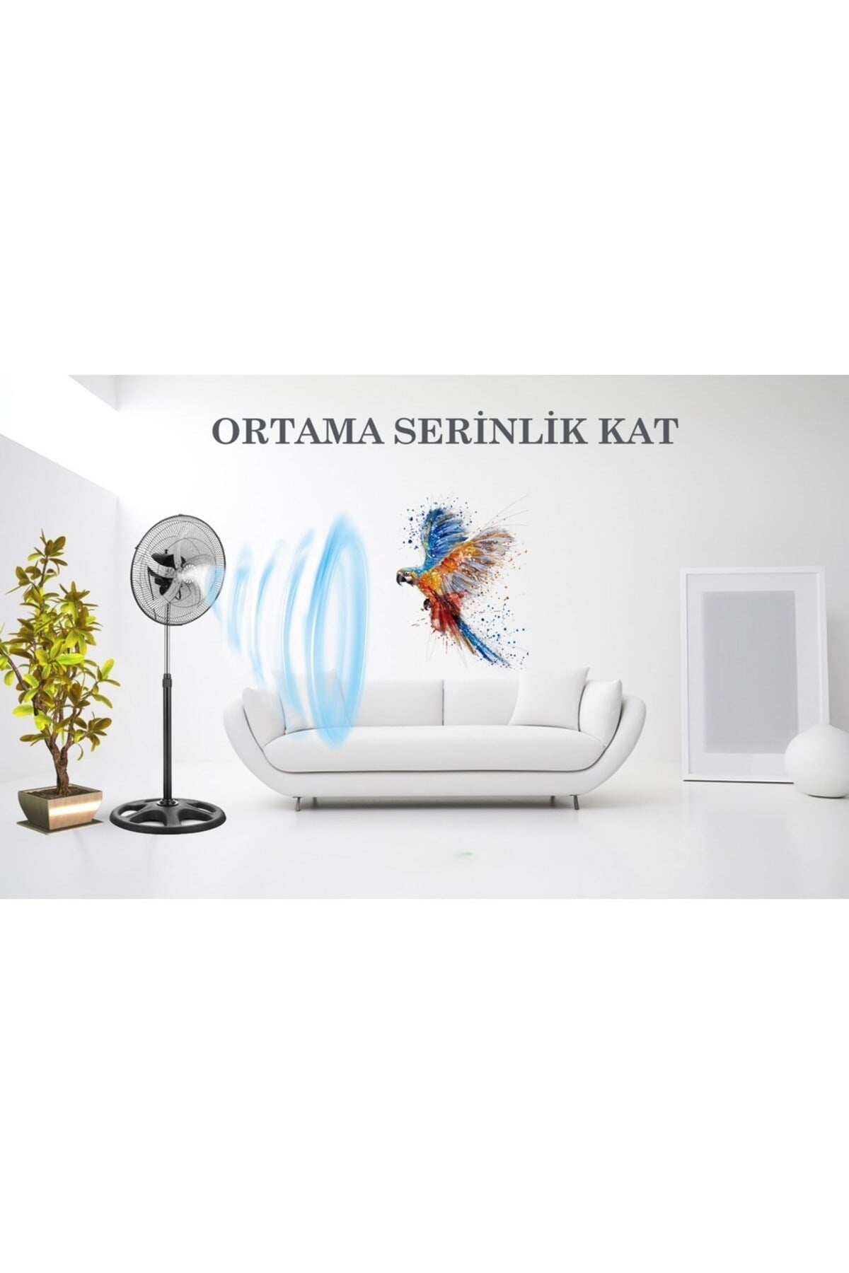 Ayaklı Vantilatör 360° Döner 18'' Sessiz Güçlü Hava Akımı Ayarlanabilir Fan