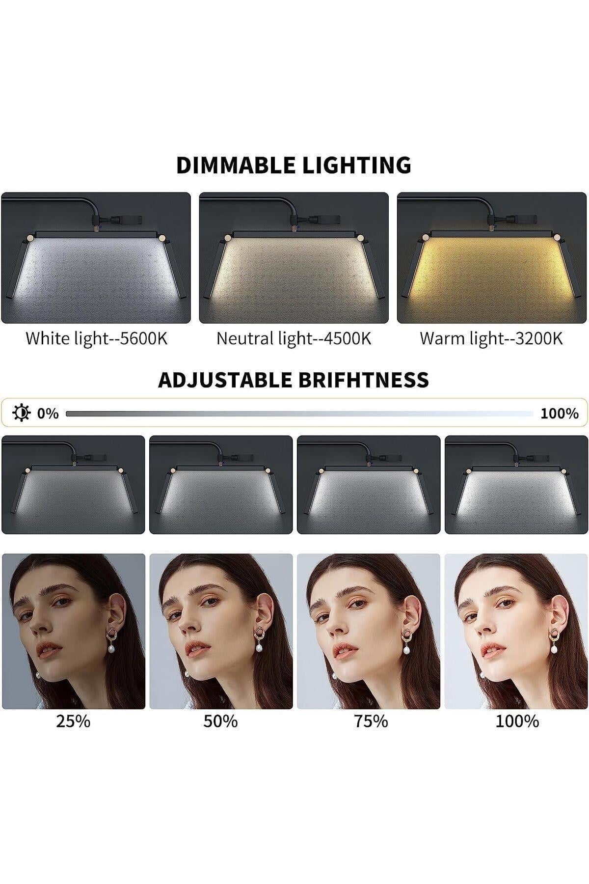 Beauty Kirpik Dövme için 36 İnç Yarım Ay Lamba Ayarlanabilir Parlaklık ve Yükseklik Soğuk Sıcak LED