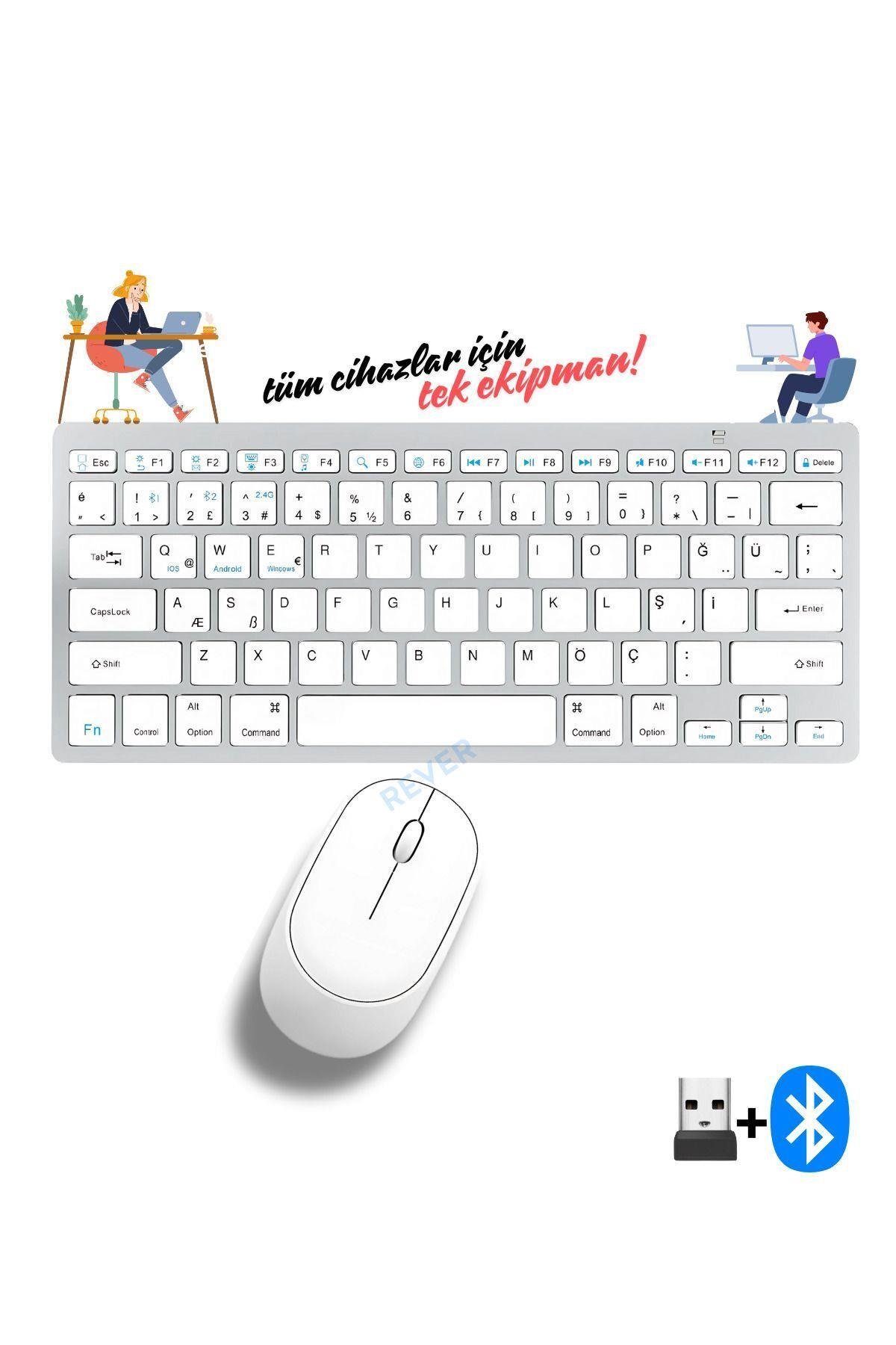 Bluetooth Kablosuz Bağlantılı Taşınabilir Pilli Tablet iPad PC Tablet Bilgisayar Klavye Mouse Set