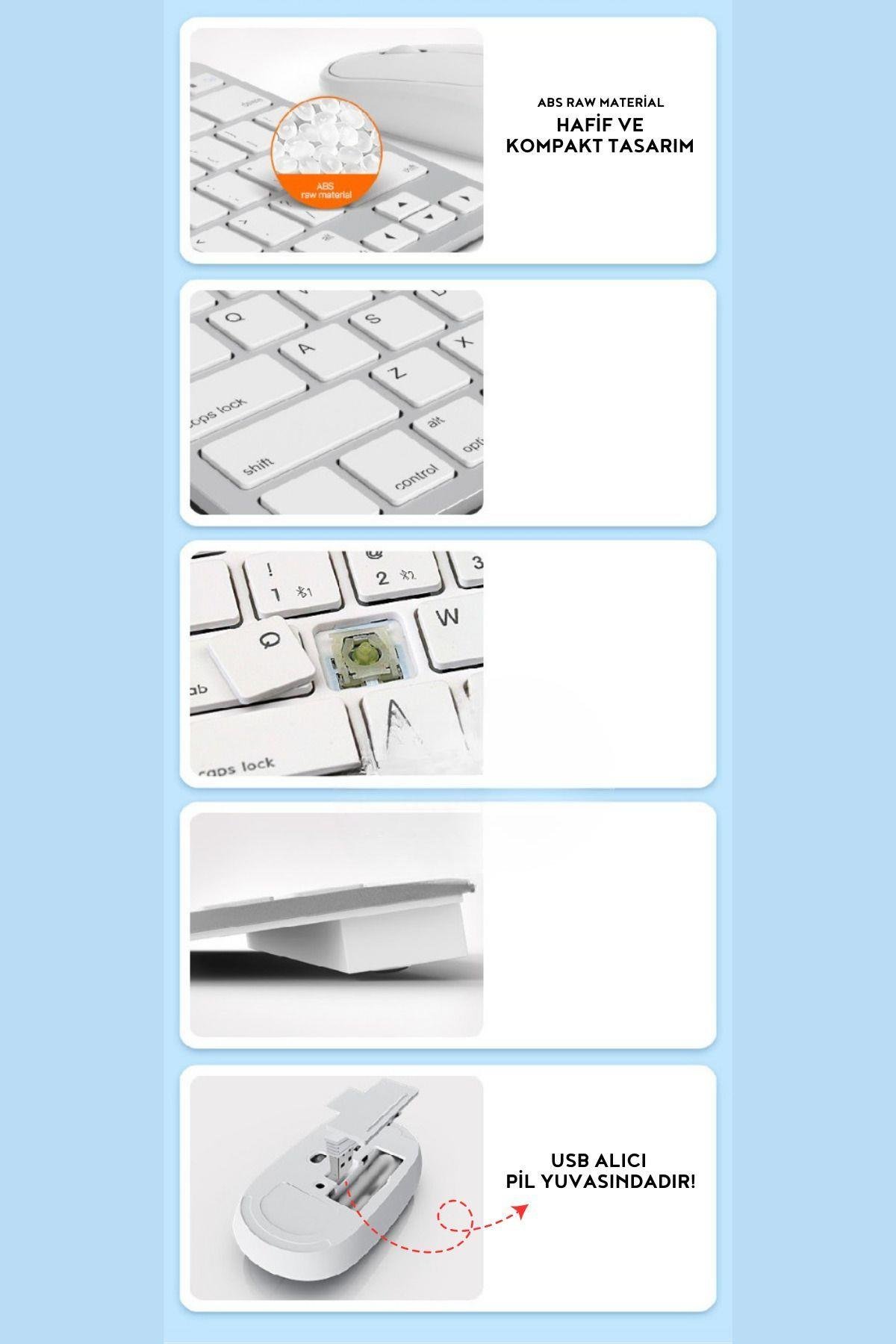 Bluetooth Kablosuz Bağlantılı Taşınabilir Pilli Tablet iPad PC Tablet Bilgisayar Klavye Mouse Set