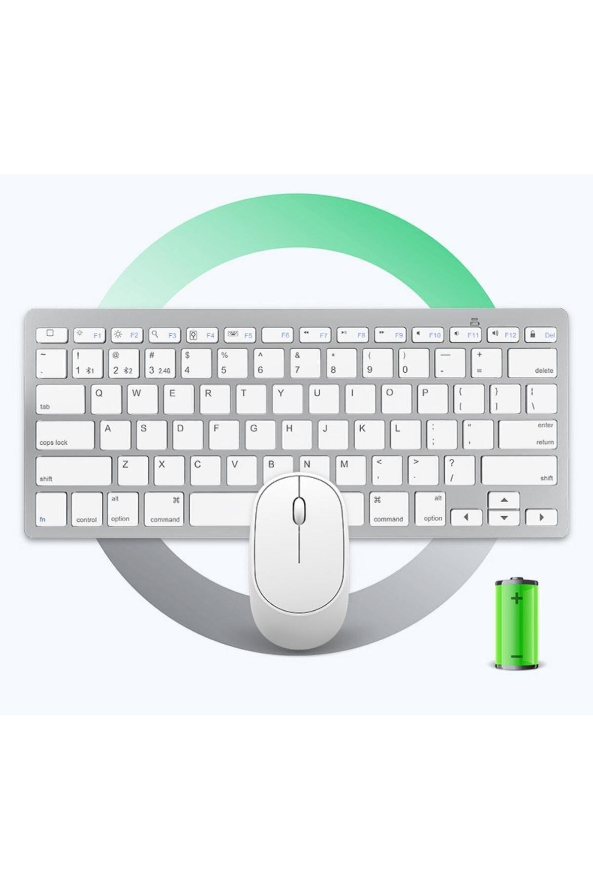 Bluetooth Kablosuz Bağlantılı Taşınabilir Pilli Tablet iPad PC Tablet Bilgisayar Klavye Mouse Set