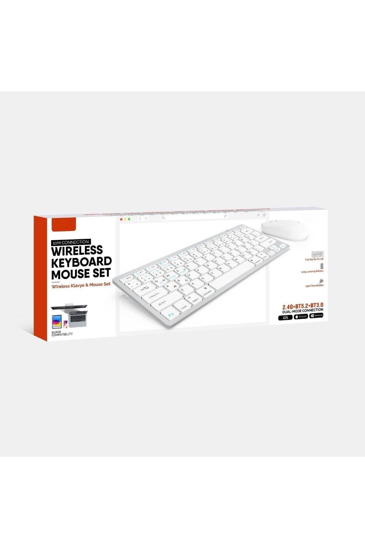 Bluetooth Kablosuz Bağlantılı Taşınabilir Pilli Tablet iPad PC Tablet Bilgisayar Klavye Mouse Set